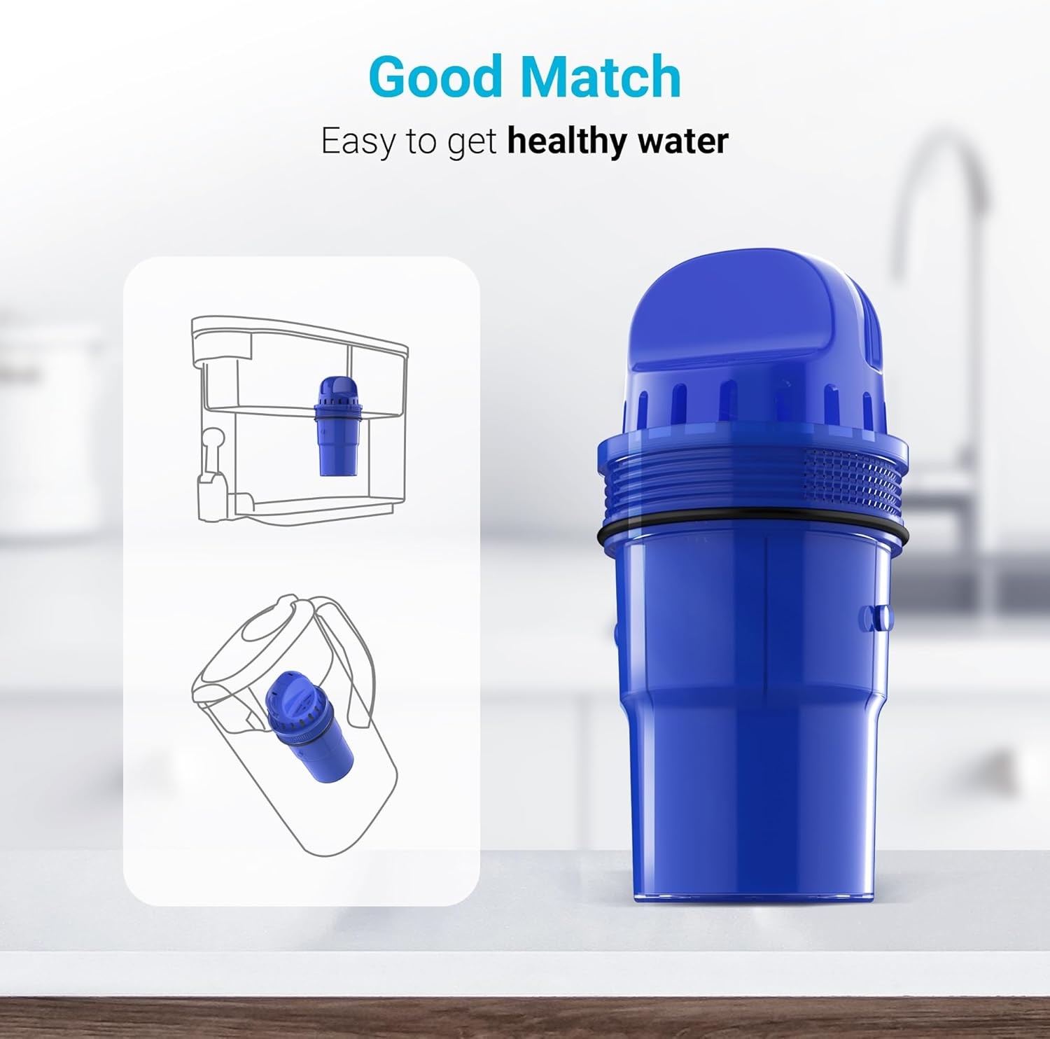 AQUA CREST AQK-950Z Pitcher Water Filter, Replacement for CRF-950Z, 8 Pack