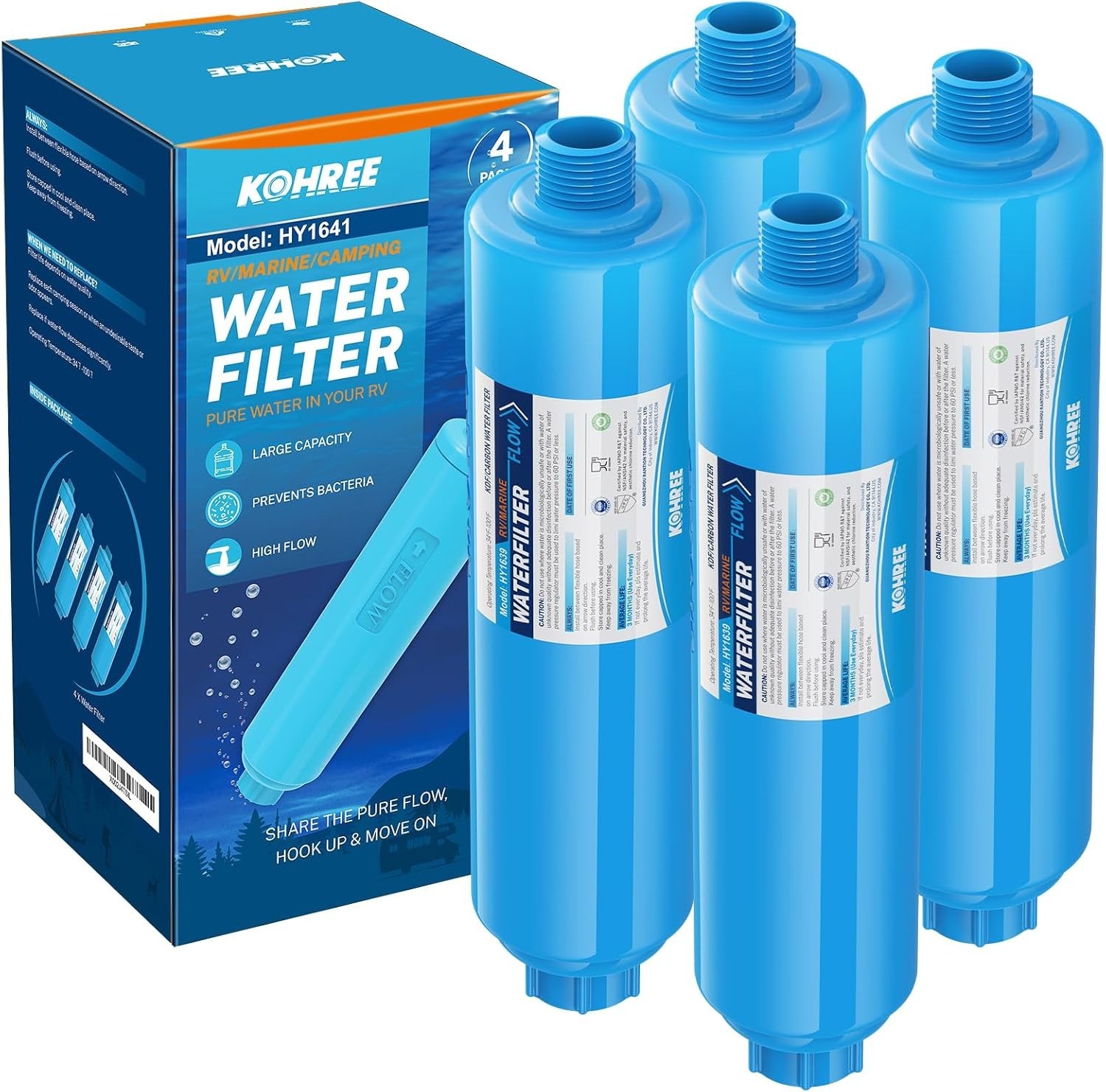 RV Inline Water Filter, NSF Certified, Camper Water Filter Reduces Chlorine, …