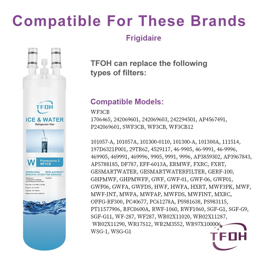 1 PACK TFOH Fit Frigidaire WF3CB Pure Source Ultra Refrigerator Water Filter