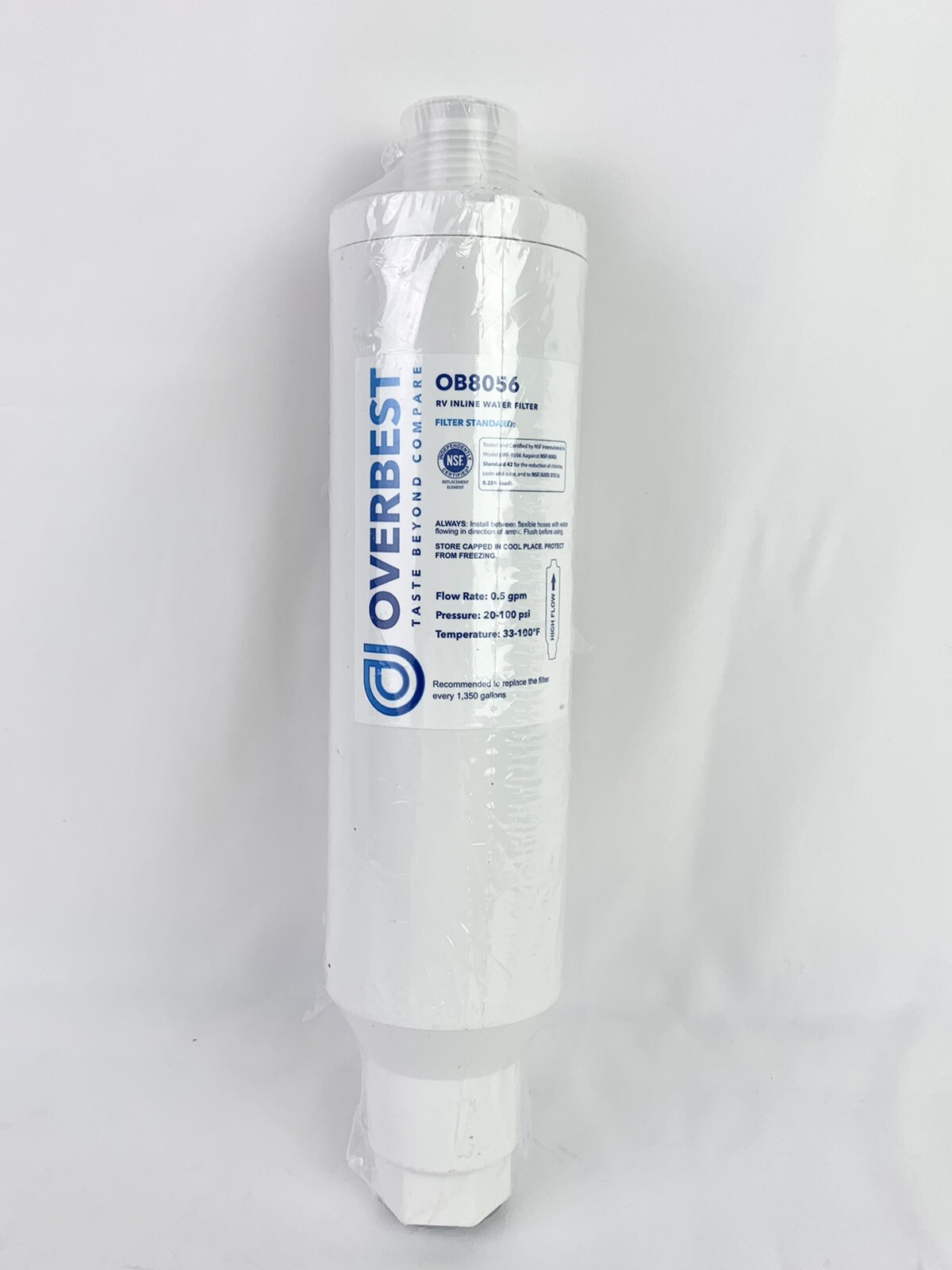 OVERBEST OB8056 RV Inline Replacement Water Filter High Flow .5 gpm NEW sealed
