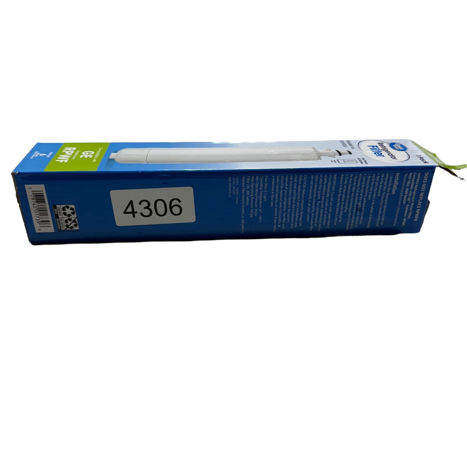 Great Value for GE RPWF (Not RPWFE) GVF033 Water Filter 1 Pack – NEW