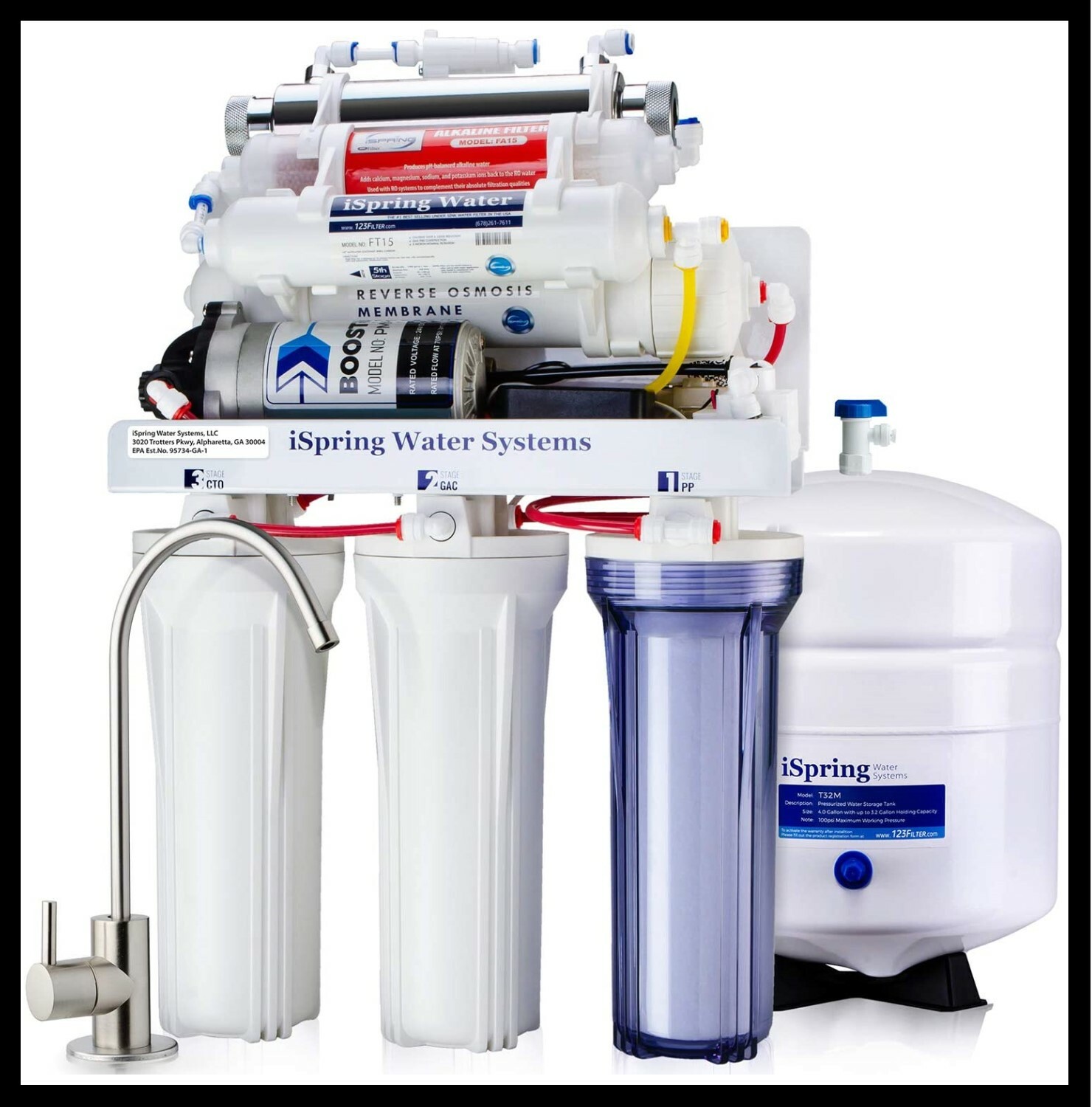 7 Stage Under Sink Reverse Osmosis RO Water Filter System Alkaline w/ Pump + UV