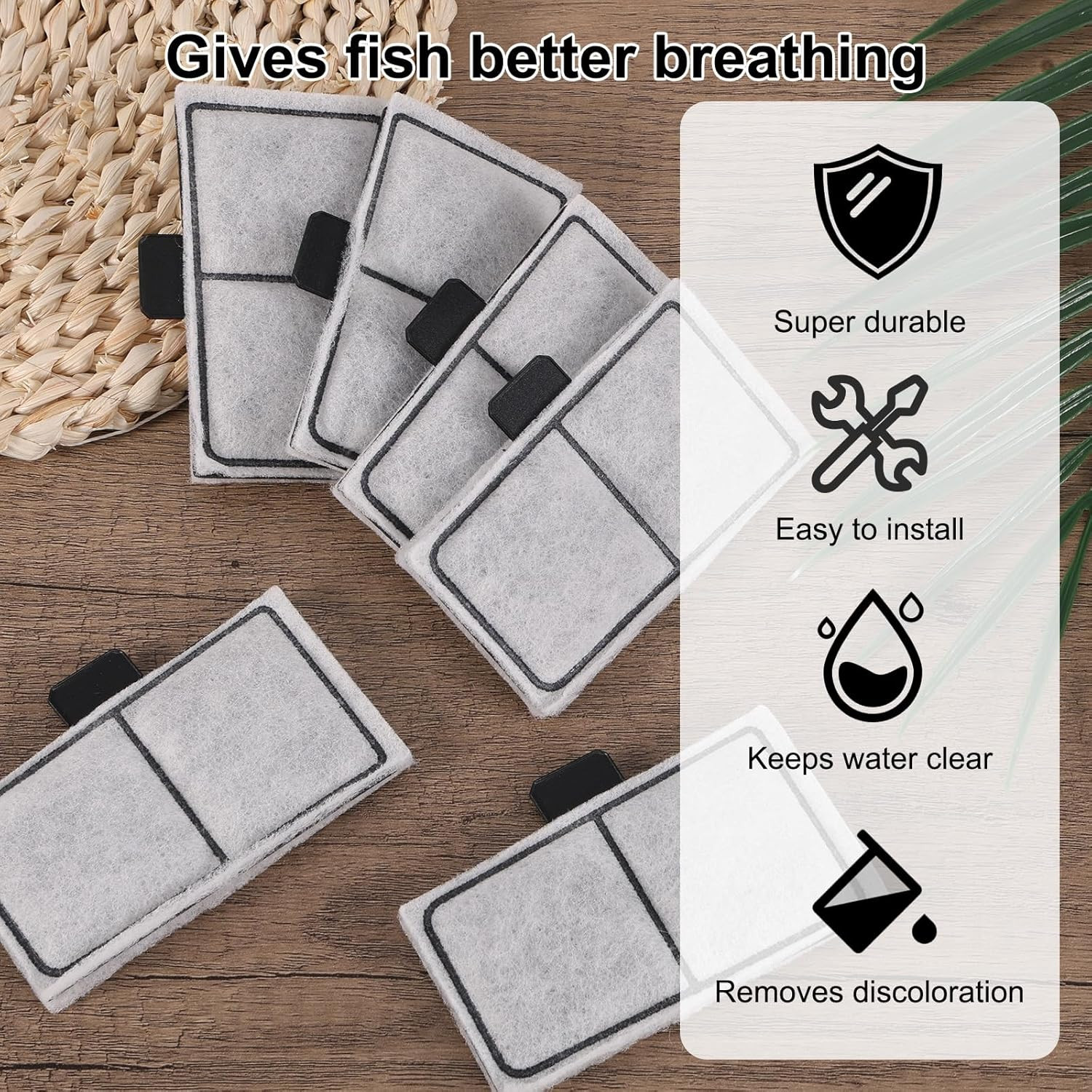 6 Repuestos filtro para Topfin EF-S y BF5 de 3.7×2.1 in para acuario pecera
