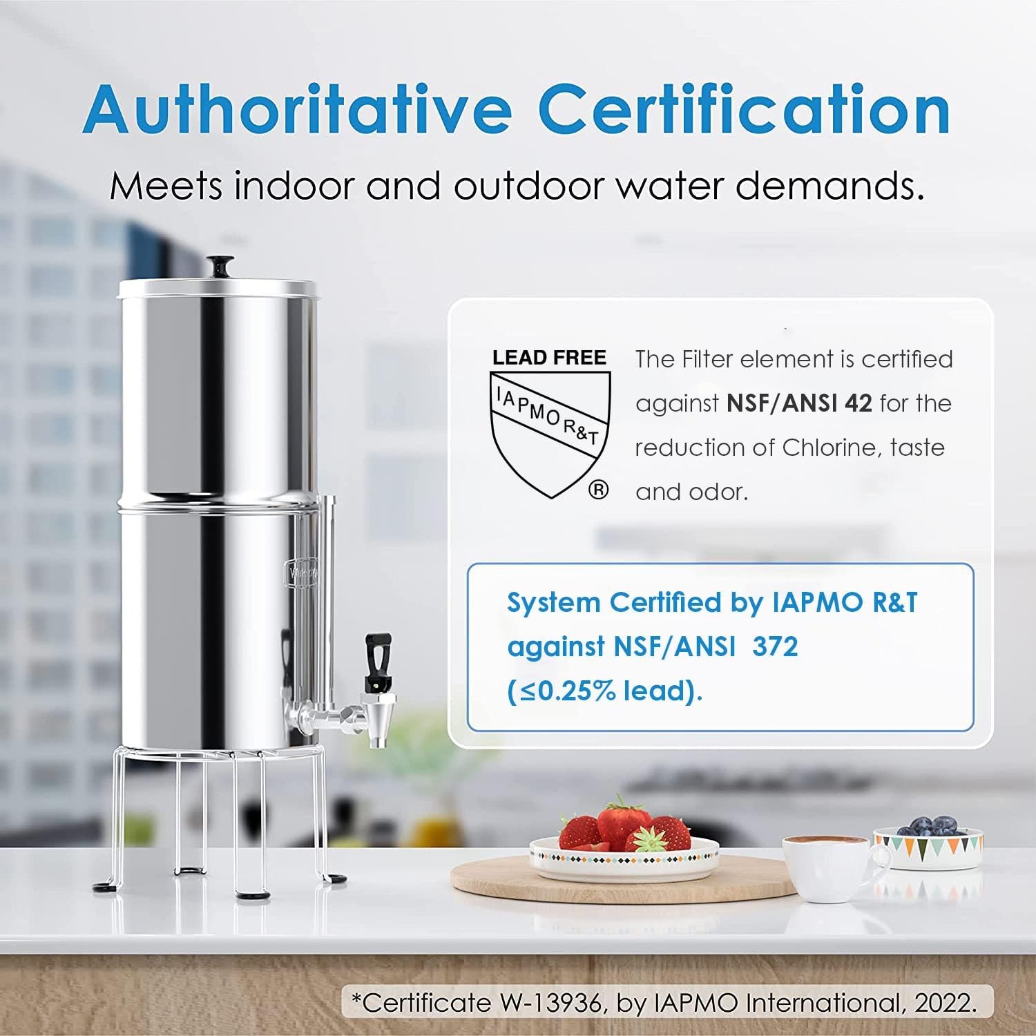 Waterdrop WD-TK-FS Gravity-fed 2.25-Gallon Stainless-Steel System,with 4 Filters