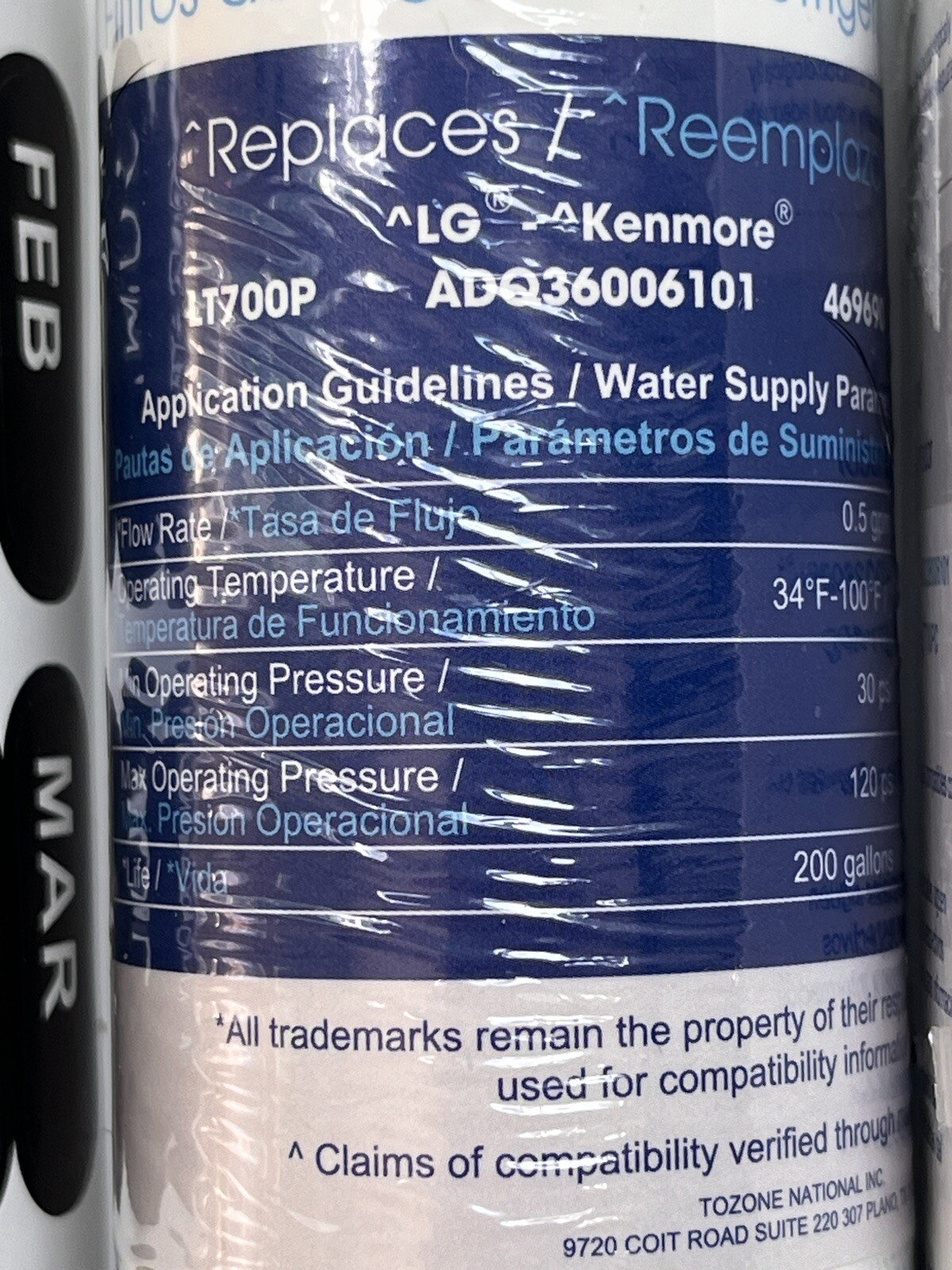 3 Filters LG LT700P Refrigerator ADQ36006101 RWF1200A Water 3 Pack Sealed