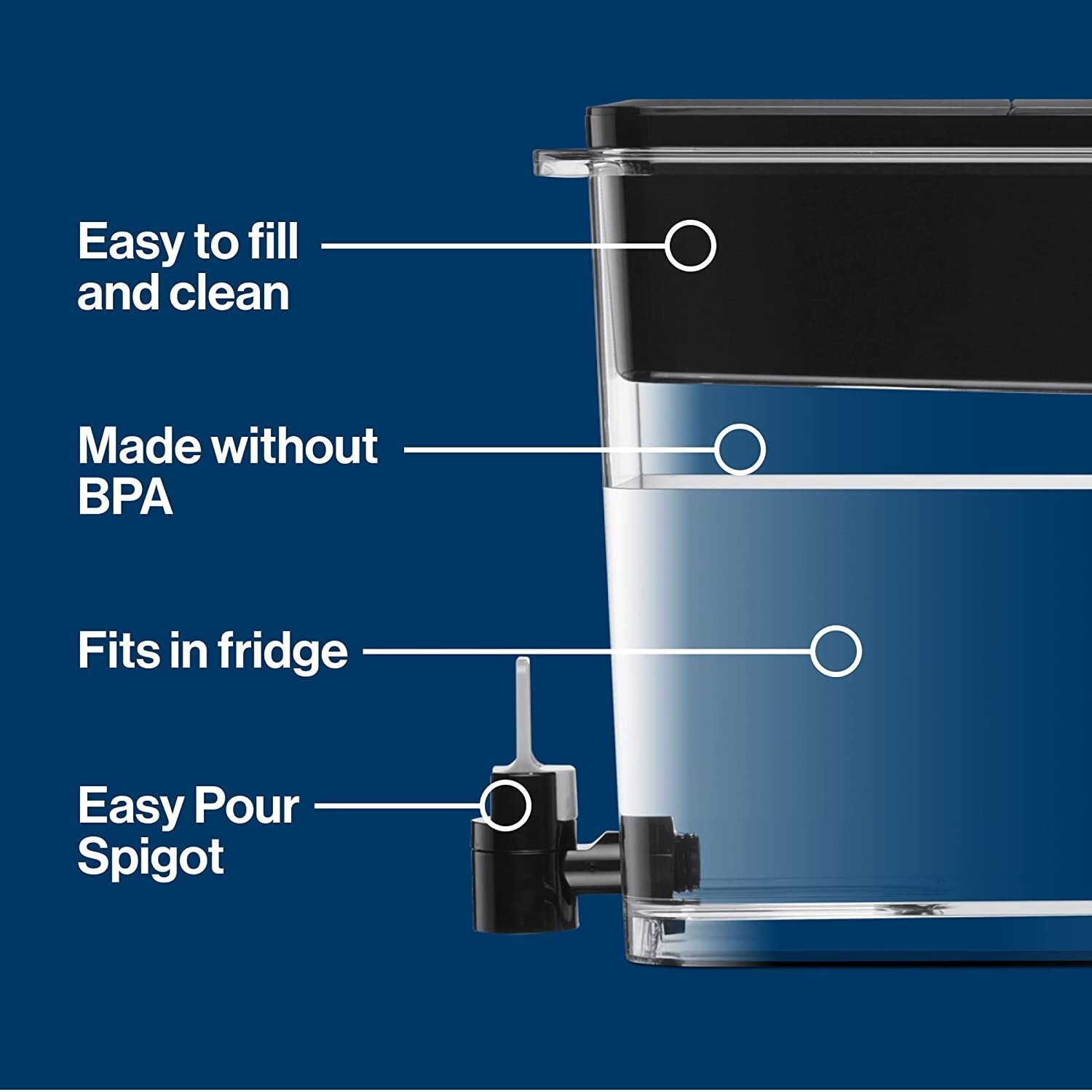 Brita XL Water Filter Dispenser for Tap and Drinking Water with 1 Elite Filter