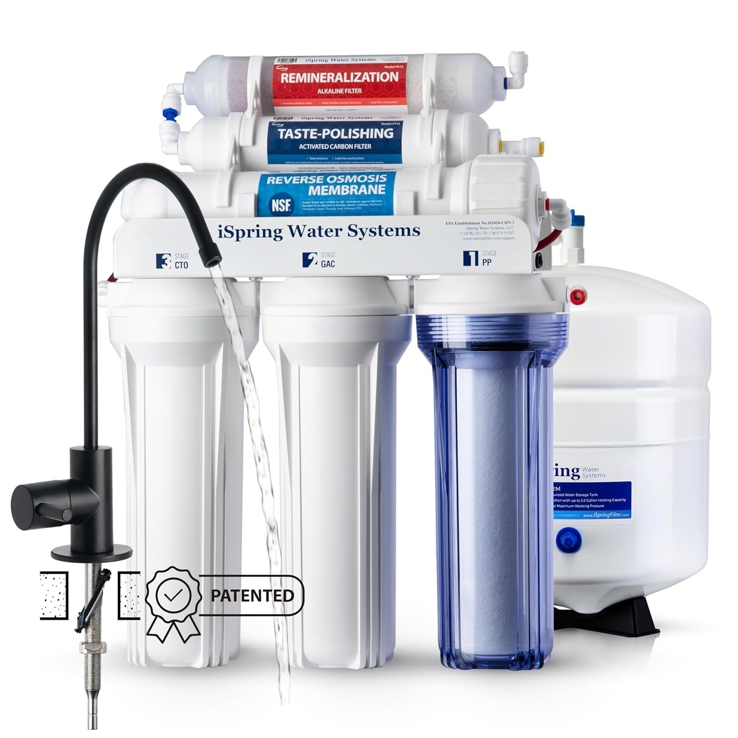BLK, NSF/ANSI 58 Certified, Alkaline 6-Stage Reverse Osmosis System with Styl…