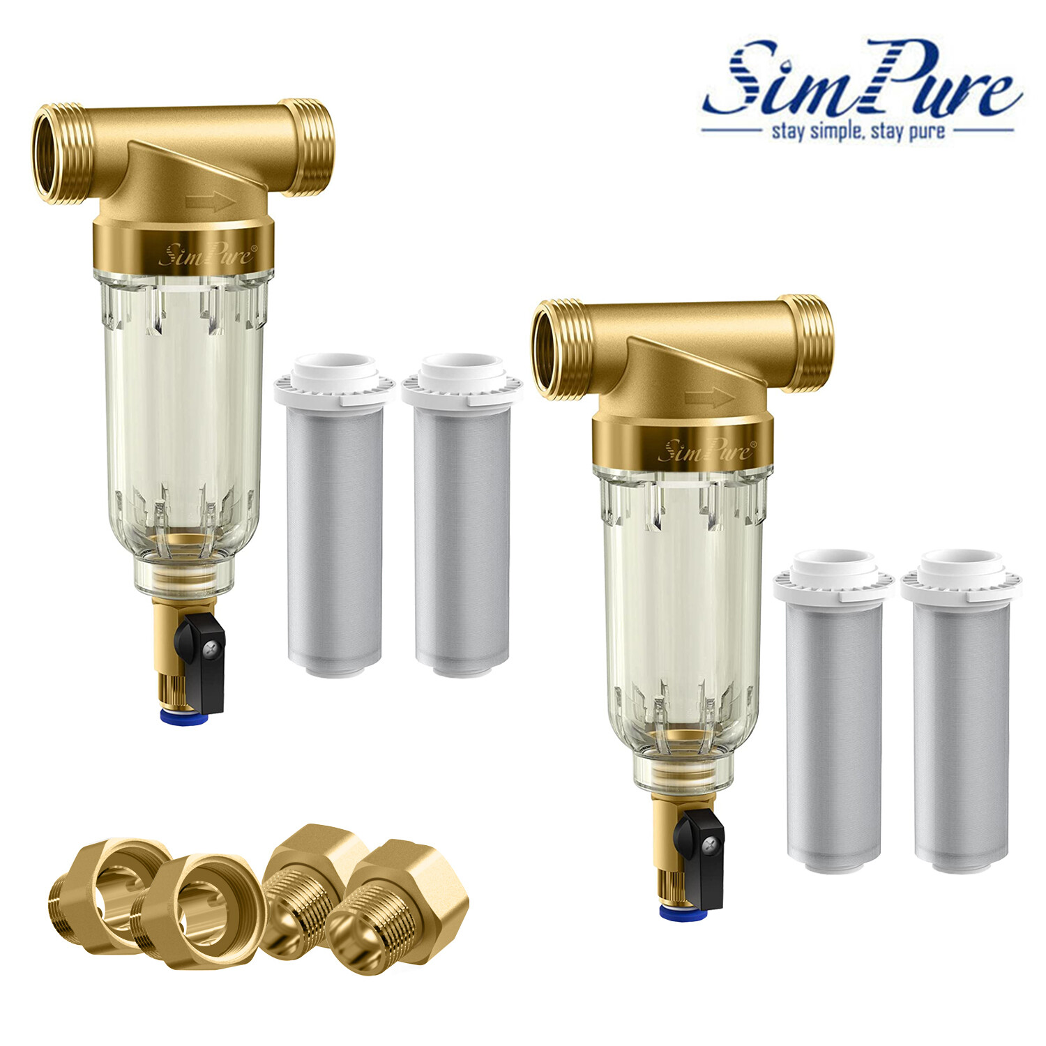 2Pack Reusable Spin Down Sediment Water Filter Whole House Pre-Filter System