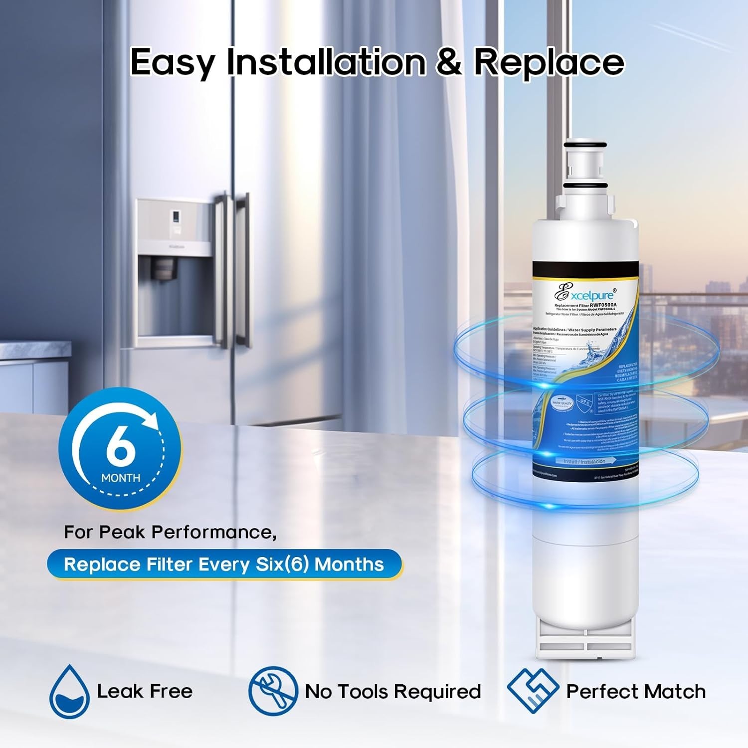 NIB! 2 Pack RWF0500A Refrigerator Water Filters For Whirlpool EDR5RXD1 4396510