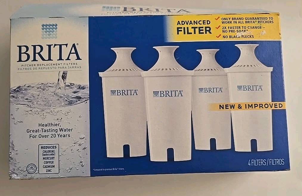4 Brita Standard Replacement Filters for Pitchers and Dispensers White 4 Count