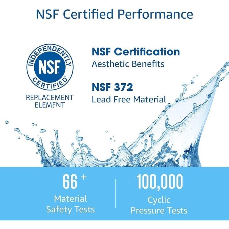NSF Certified Water Filter Lead-Free Coconut Carbon Compatible W/ GE Models New