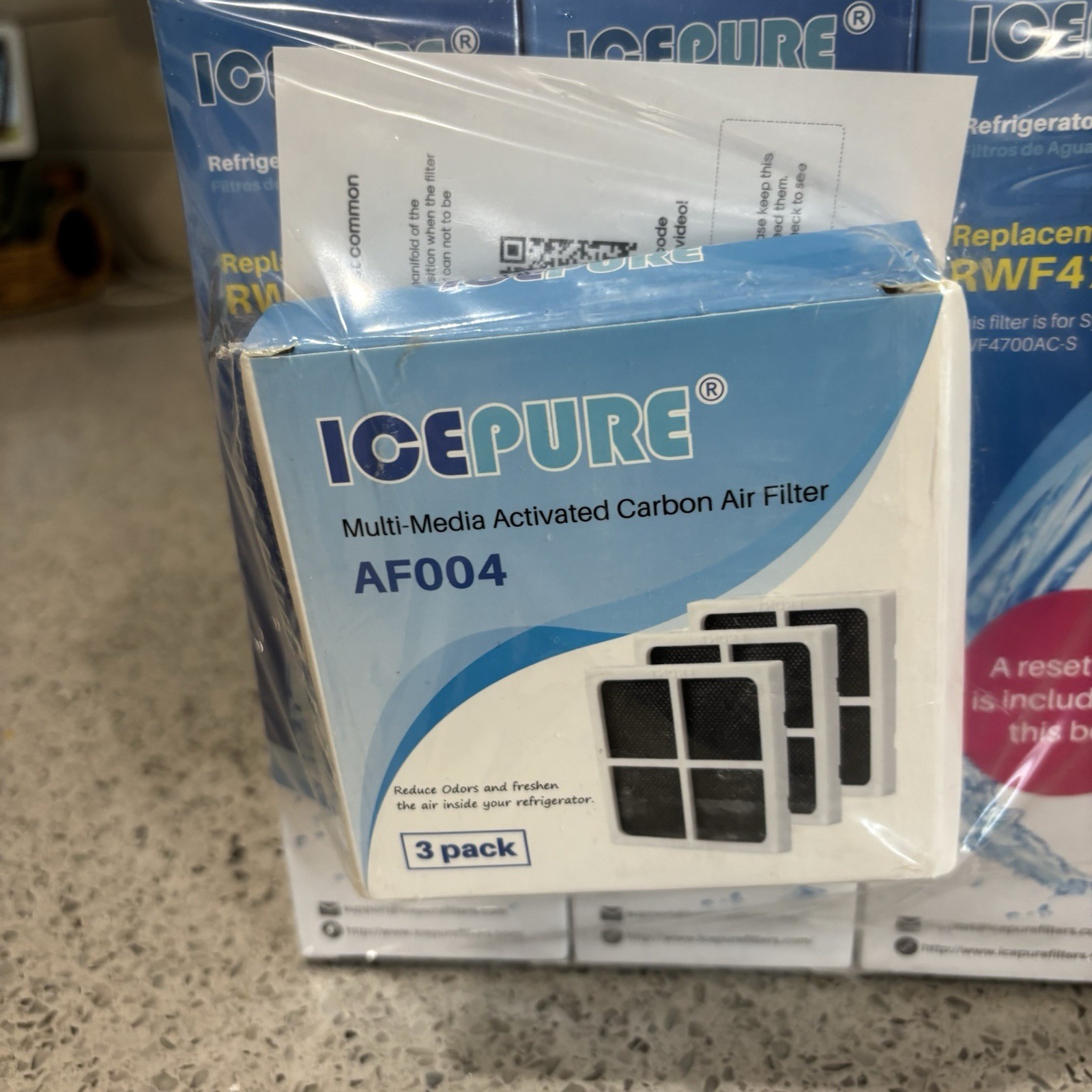 IcePure RWF4700AC Replacement Water Filters 3 Pack & Activated Carbon Air Filter