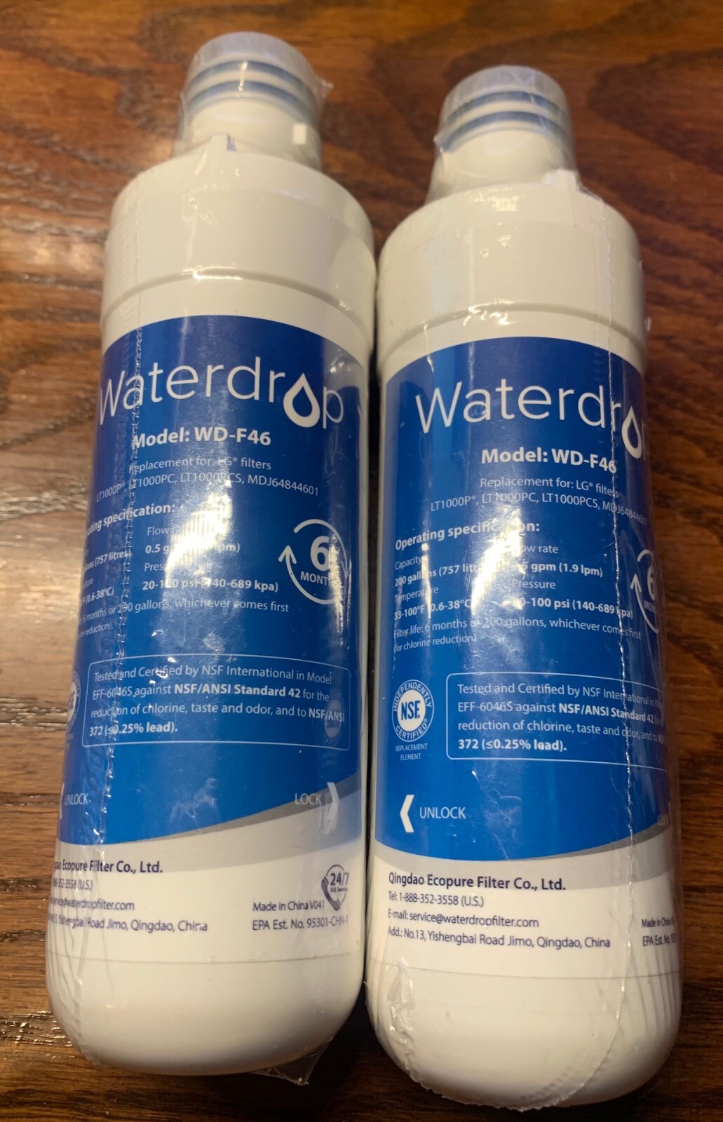 New Waterdrop WD-F46 Filter (2 Pack) Replacement for L~G filters