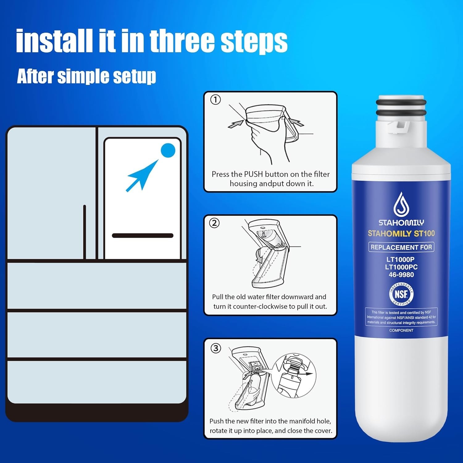 Water Filter Replacement for LG Water Filter LT1000P/PC/PCS, , LMXS28626S, LM…