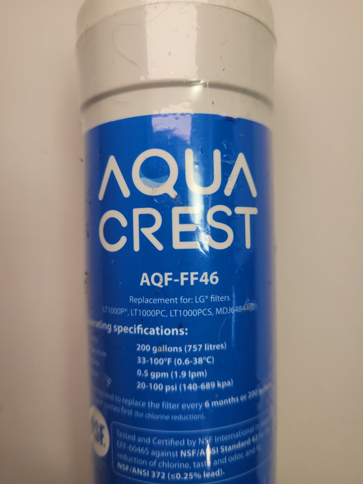 Aqua Crest AQF-FF46 Replacement LG Refrigerator Water Filter LT1000P/PC/PCS