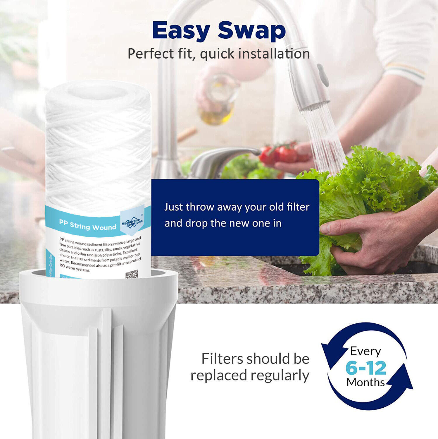 25 Pack 10″ x 2.5″ String Wound Sediment Water Filter Whole House RO Replacement