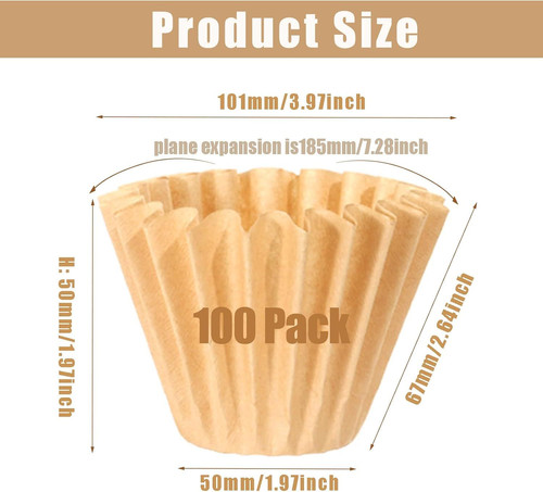 100 Count Unbleached Coffee Filters, 4-5 Cup Natural Basket Cup, Brown