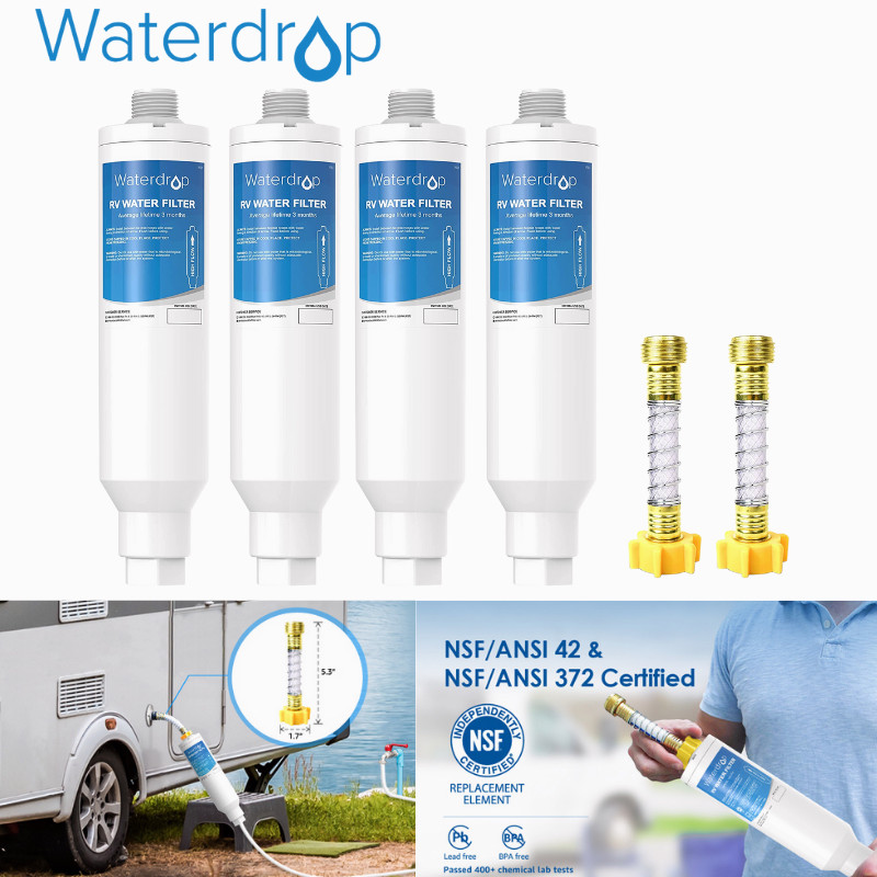 Waterdrop RV Inline Hose Water Filter with Hose Protector, For Garden & Camper