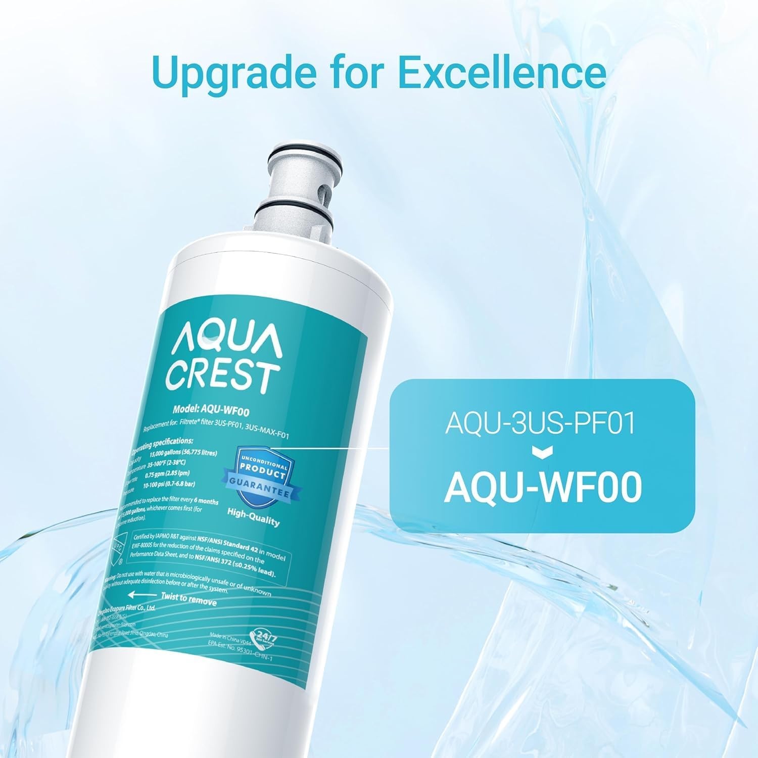 AQUA CREST Under Sink Water Filter, 3US-PF01,Replacement for 3US-MAX-F01H (2)