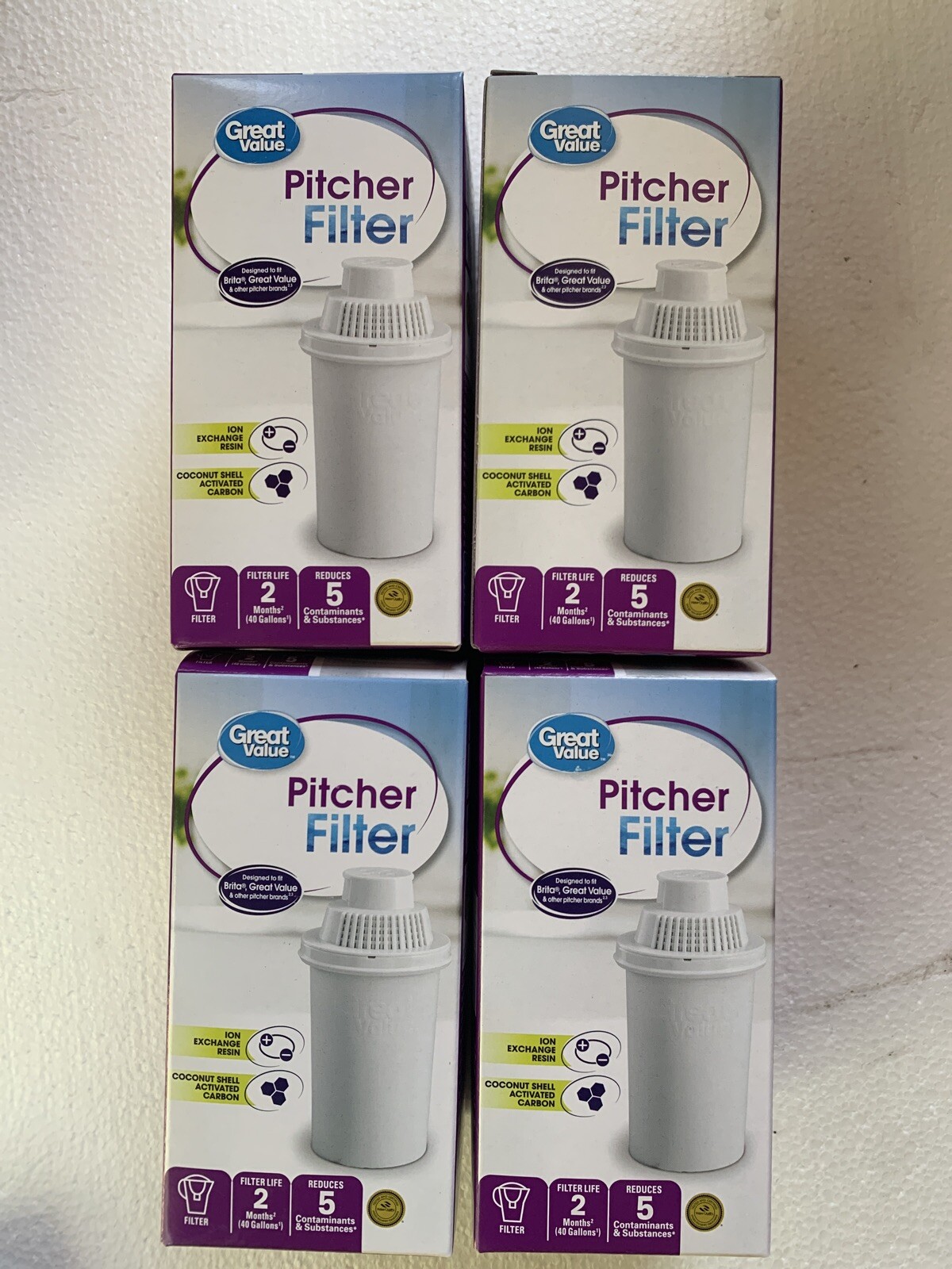 Lot Of 4 Great Value Water Filter Pitcher Cartridge Brand New