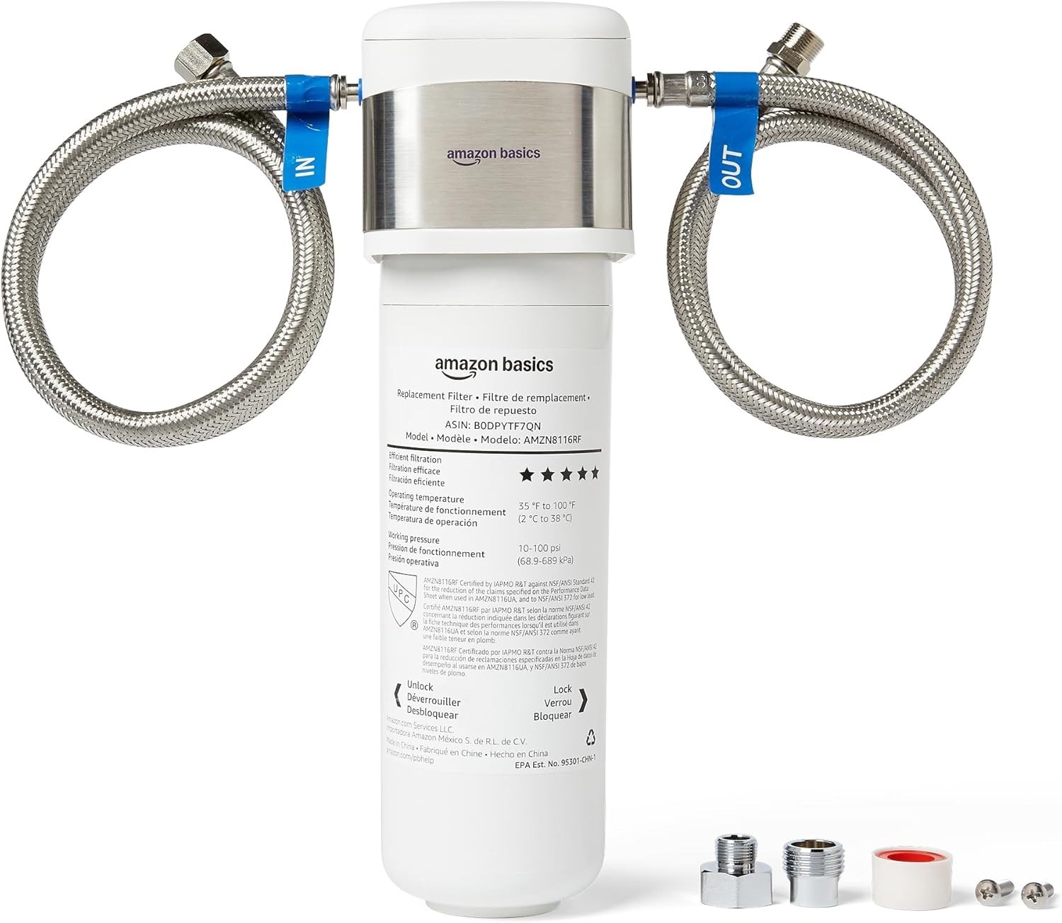 Amazon Basics Under Sink Water Filter System, 11,000 Gallons, White