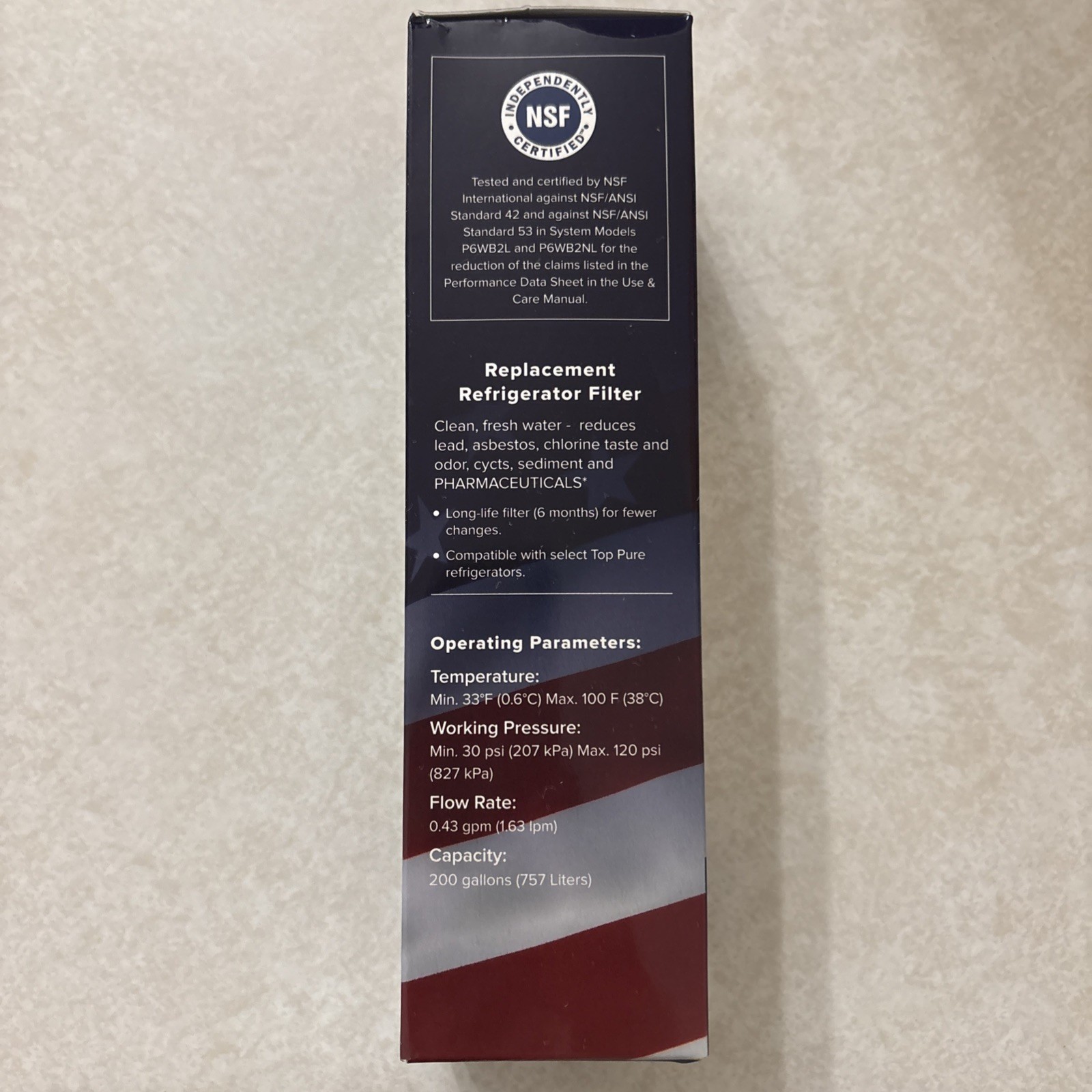 Top Pure Refrigerator Water Filter 200 Gallon Filter 2 Open Box Sealed Filter