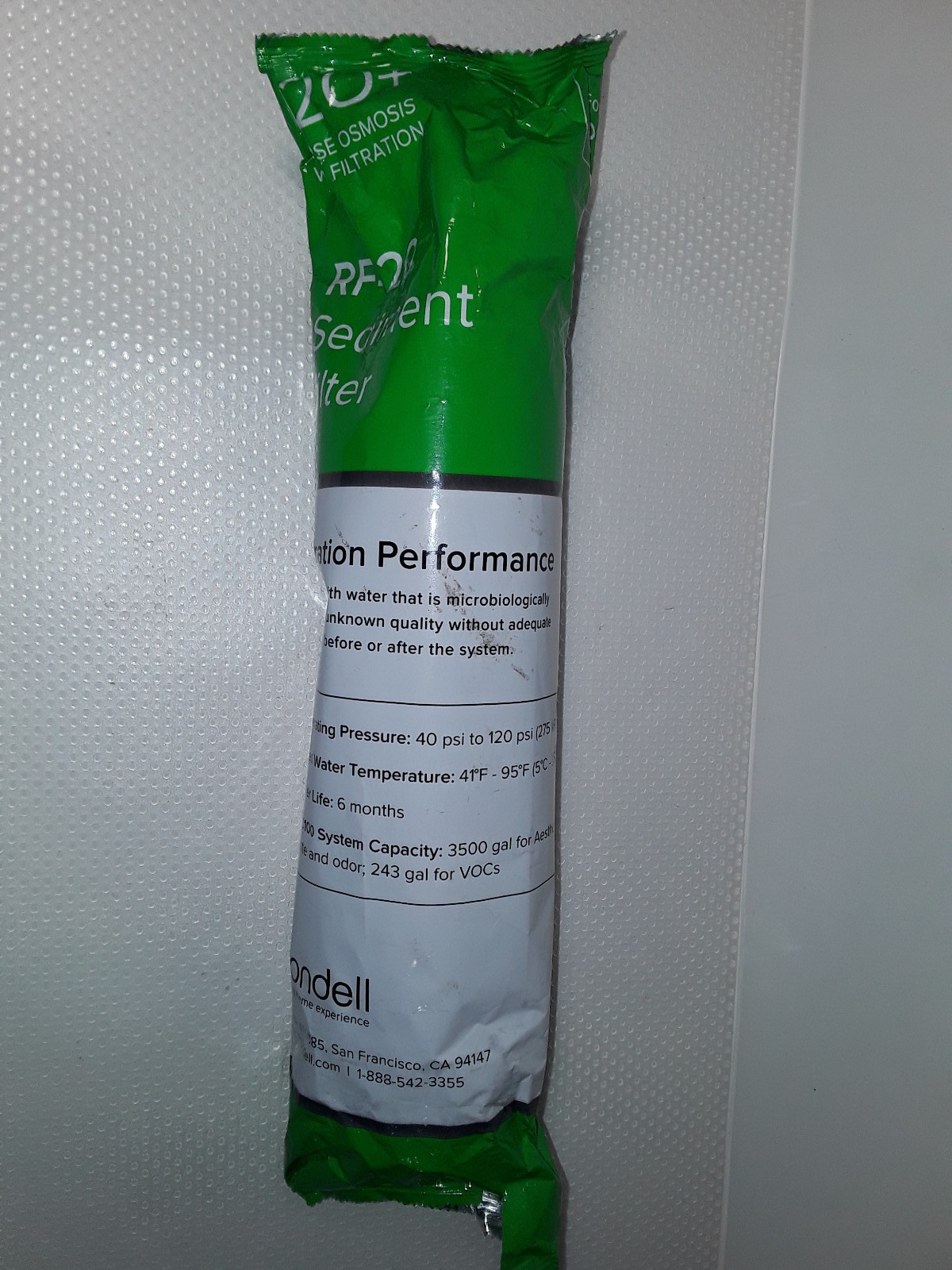 Brondell H2O+ Reverse Osmosis RF-20 Sediment Green Water Filter