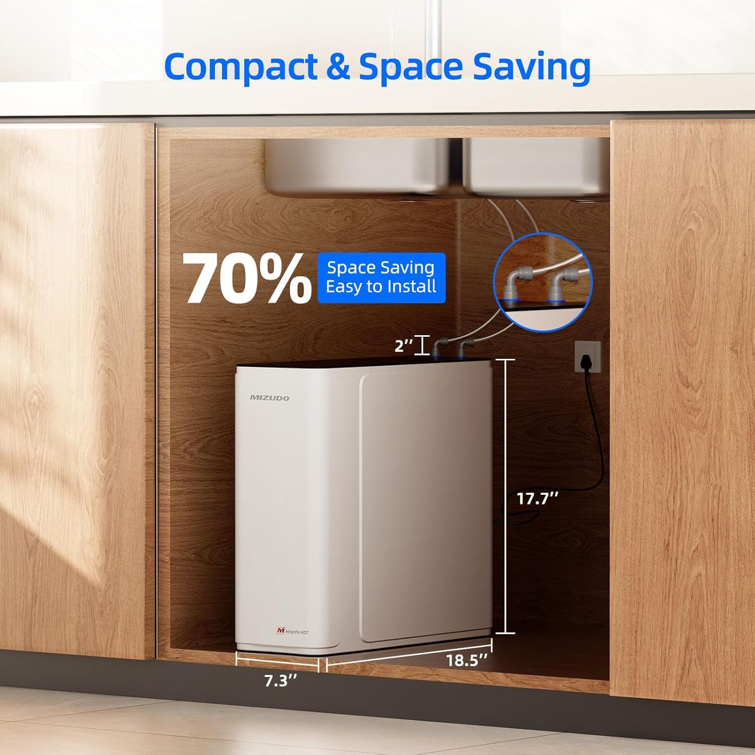 Used- 800GPD Reverse Osmosis System Instant Hot Water Dispenser 10-Stages 2-in-1