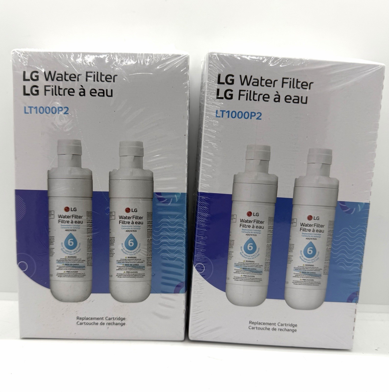 2 Pk X2 Genuine LG LT1000P2 6-Month-200 Gal Refr Replacement Water Filter