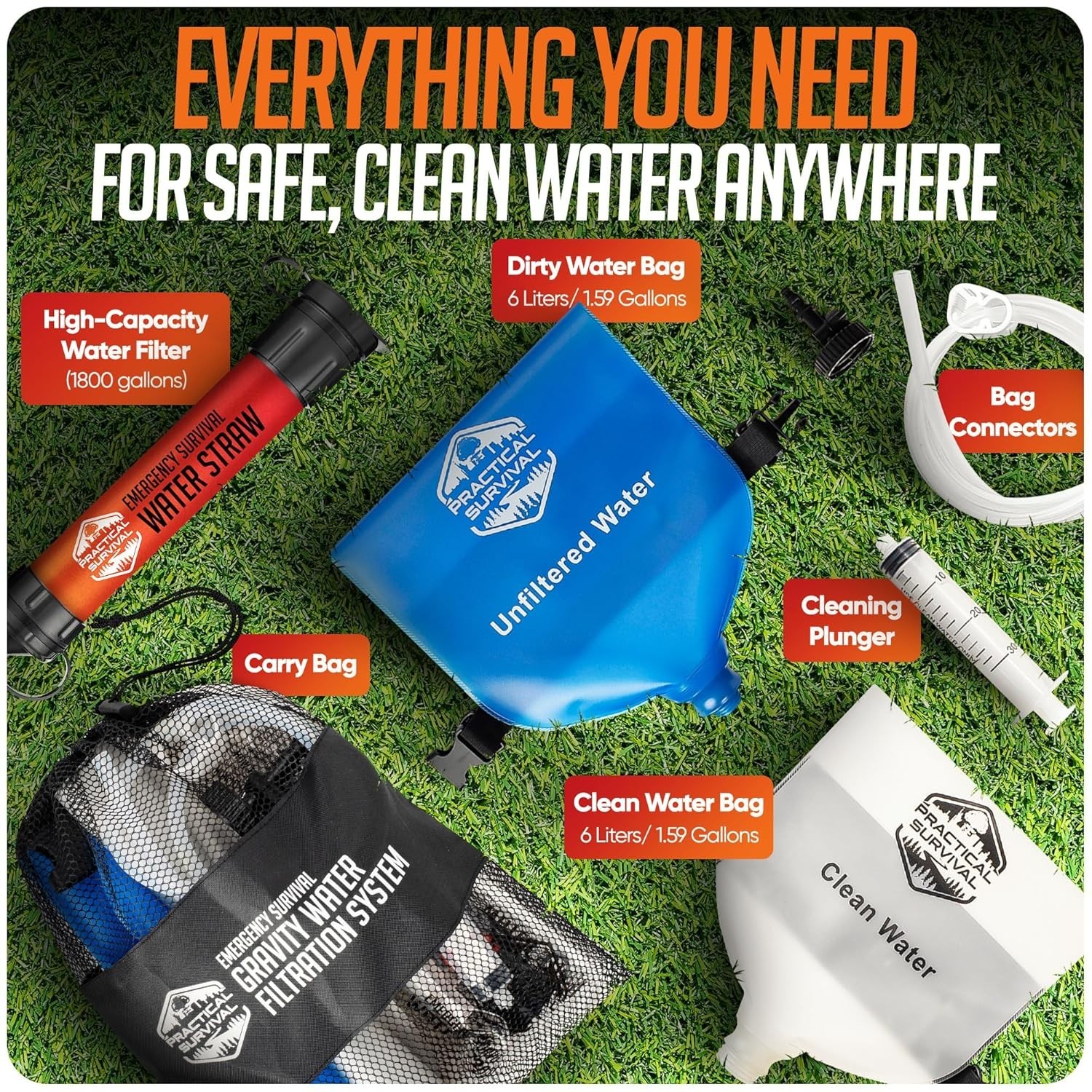 High Capacity Gravity Filtration – 99.99% Pure Water for Outdoor Adventures