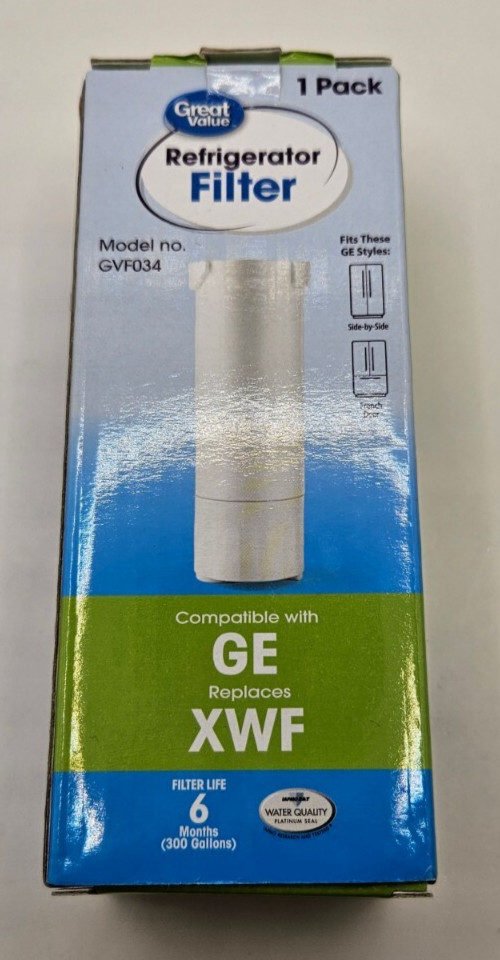 Great Value GE Refrigerator Replacement Filter Model GVF034 – Replaces GE XWF