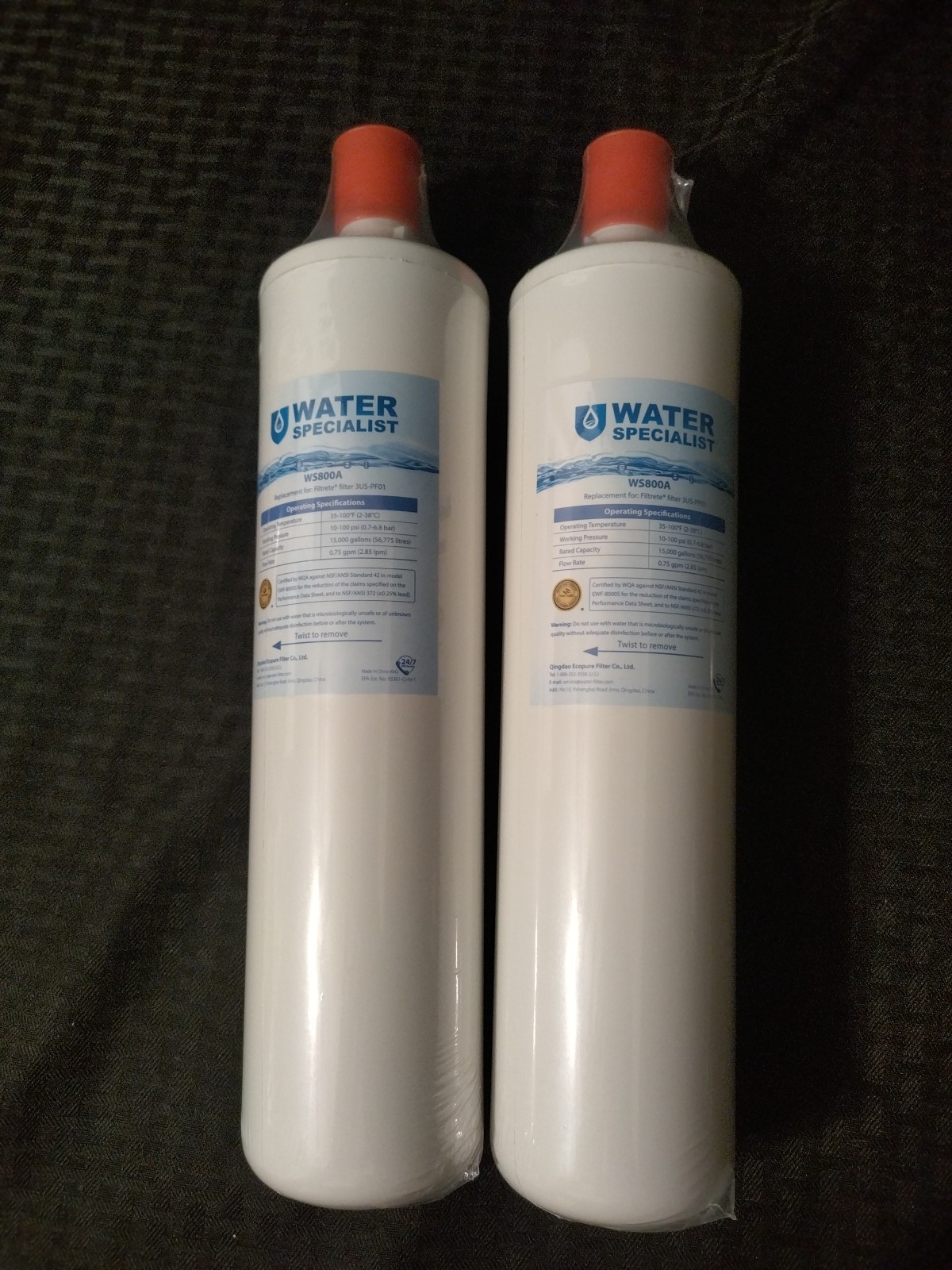 Waterspecialist 3US-PF01 3US-MAX-F01 Replacement Filter, NSF/ANSI 42 Cert.