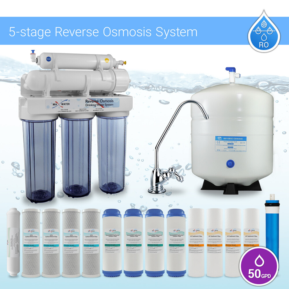 5 Stage Max Water Home Drinking Reverse Osmosis System With Total 15 RO filters
