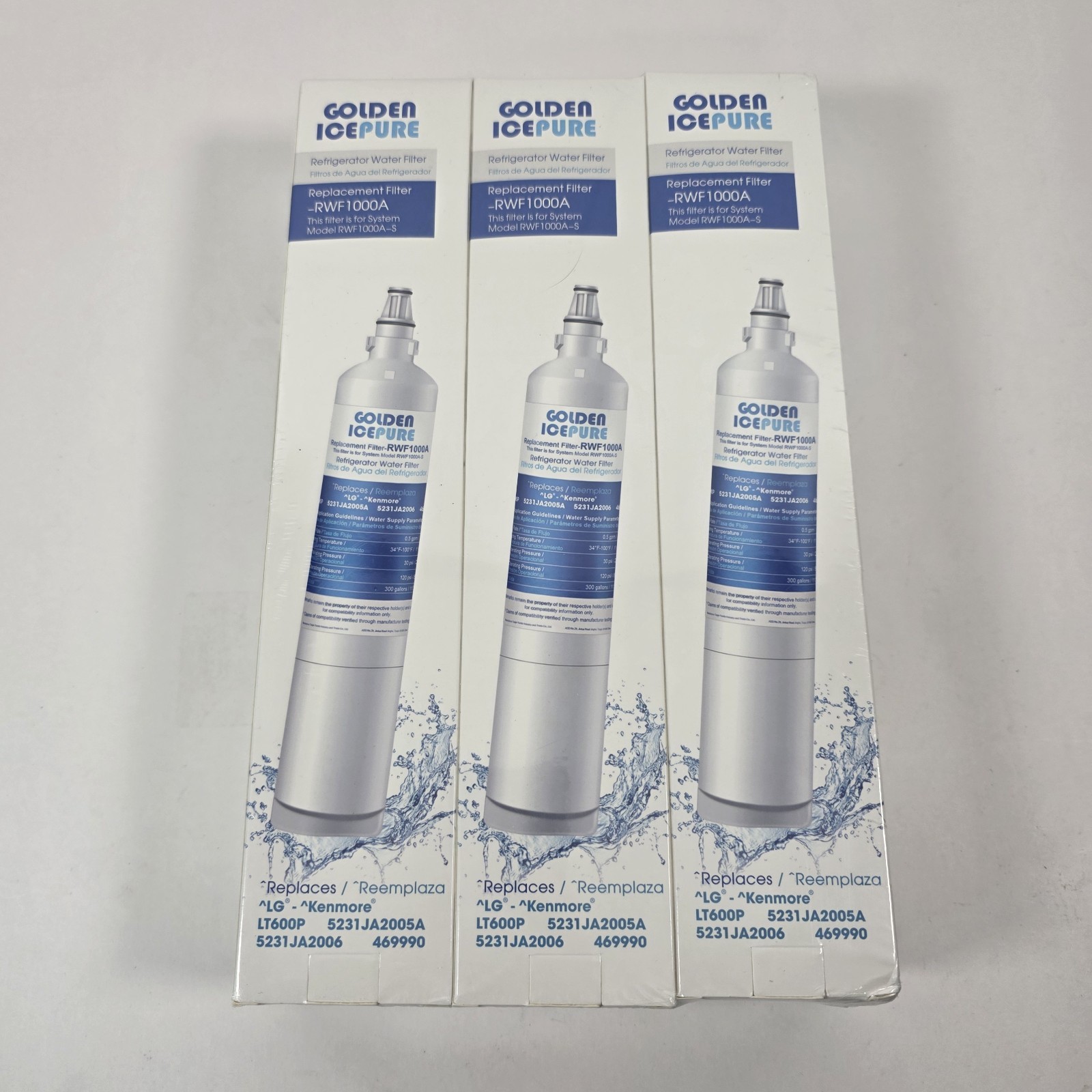 3 Pack ICEPURE Water Filter for LG LT600P KENMORE RWF1000A WF300 469990