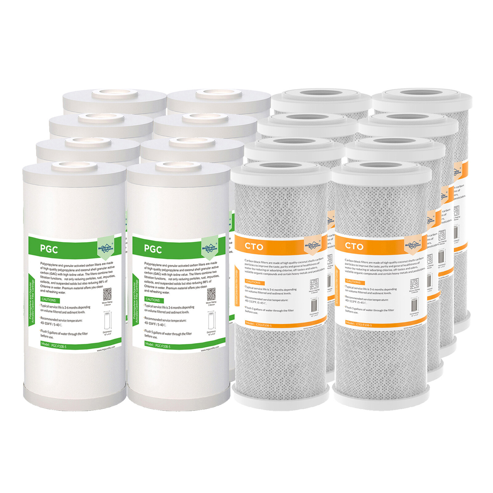 1-8 Pack 10×4.5″ Whole House 5 Micron Sediment Coconut Carbon Block Water Filter