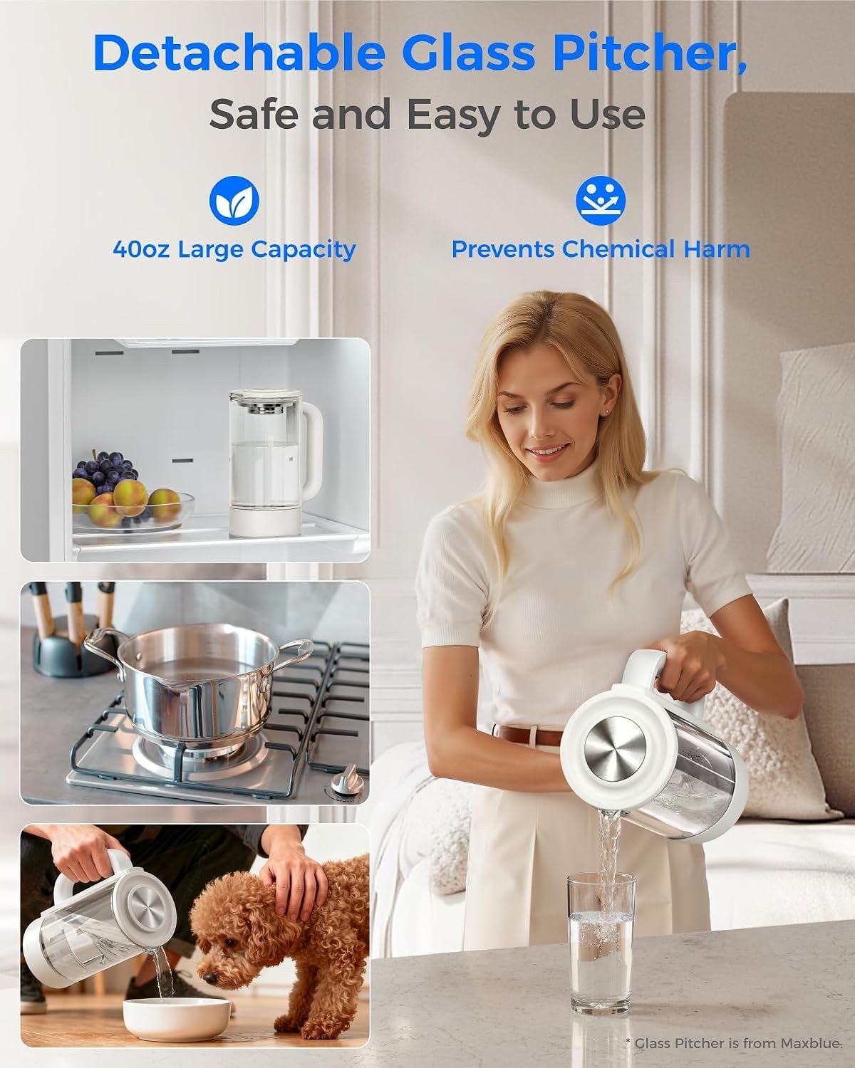 Waterdrop M6SL Mineral Reverse Osmosis System, Extra White Filter Pitcher