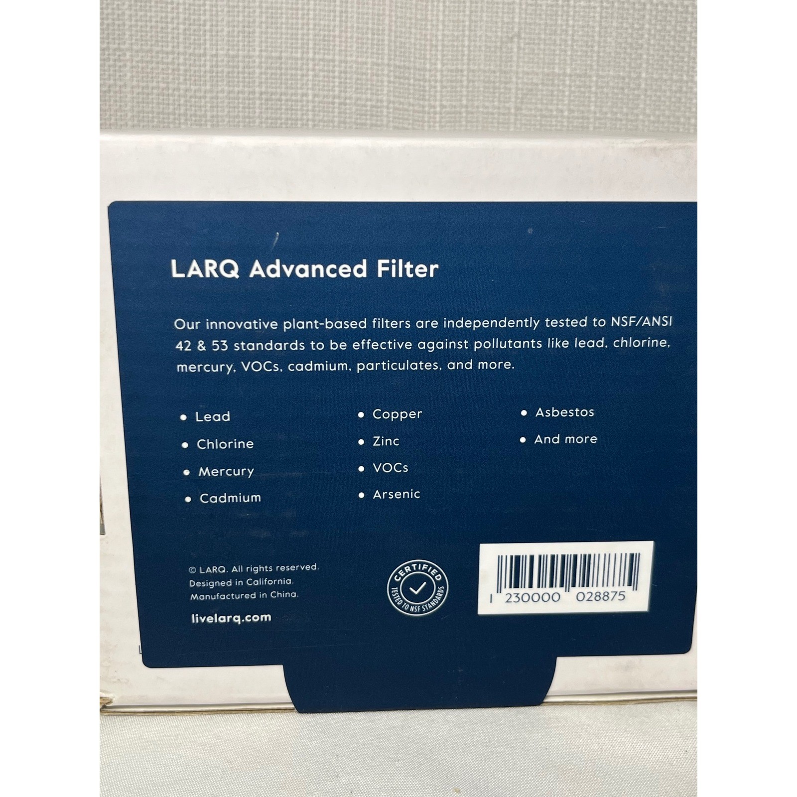 LARQ Advanced Filter Replacement Plant-Based Water Filter NSF/ANSI 42 & 53 New
