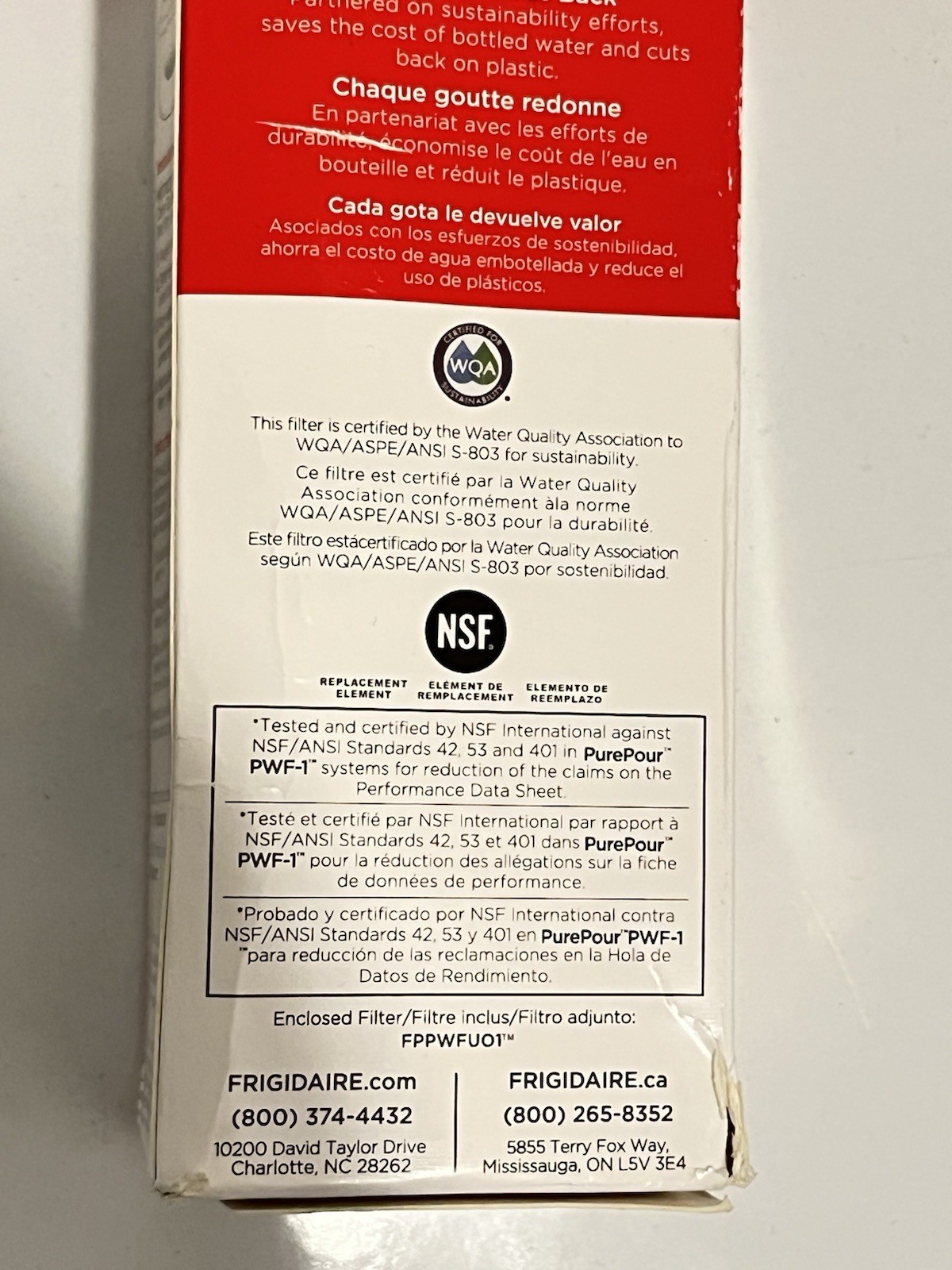 Frigidaire FPPWFU01 PurePour PWF-1 Refrigerator Water Filter-2PACK