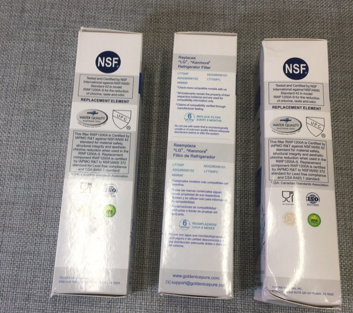 Fit For LG LT700P ADQ36006101 RWF1200A Water Filter Air Filter 3 Pack sealed