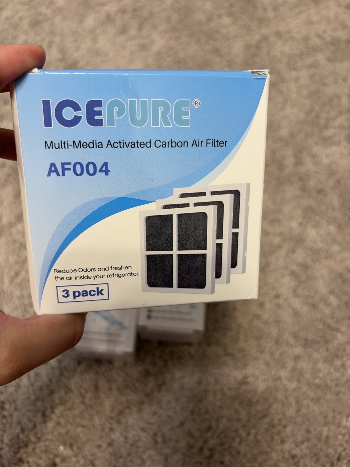 2x ICEPURE Refrigerator Water Filter RWF4700AC & 3 Pack AF004 Air Filter Kit