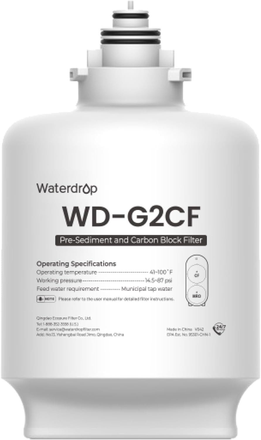 WD-G2CF Filter, Replacement for WD-G2-W, WD-G2-B, WD-G2P600-W Reverse Osmosis Sy