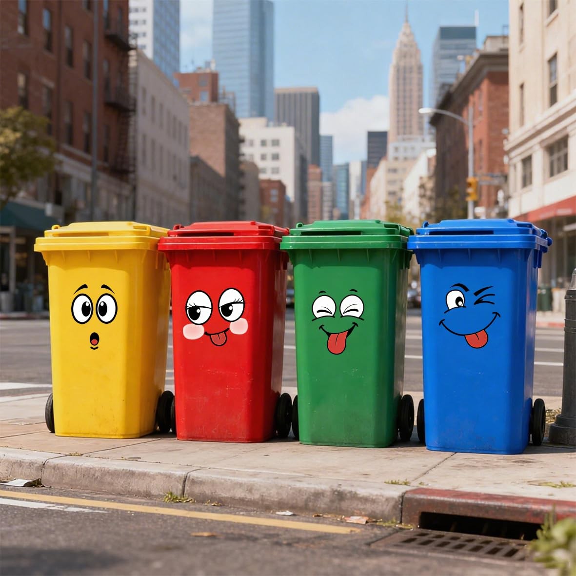 4 Pcs Funny Trash Garbage Can Stickers-Cute Toilet Lid Decal,Adhesive Cartoon…