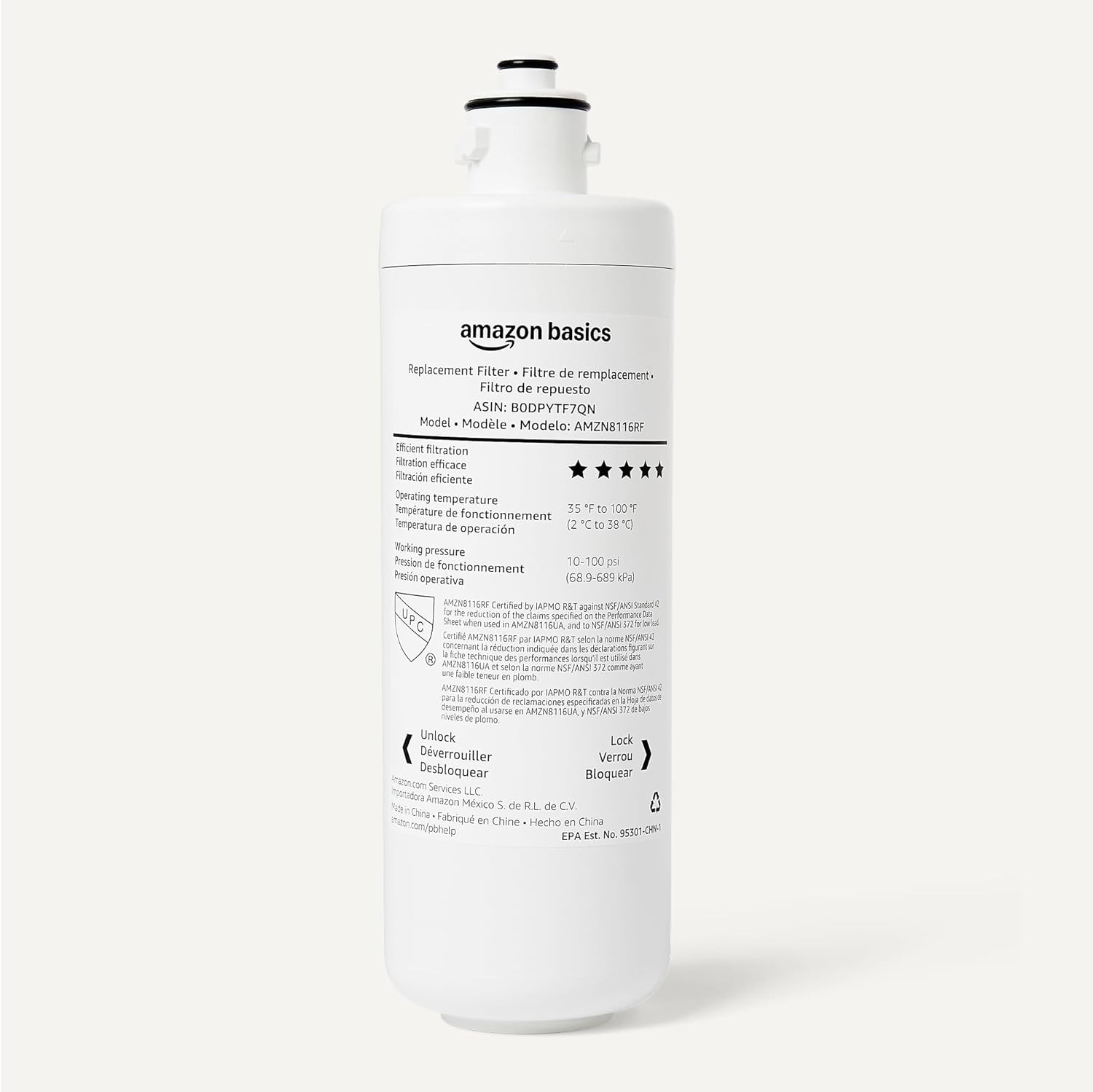 under Sink Water Filter System, NSF/ANSI 42 & 372 Certified, Easy Twist-And-Lock