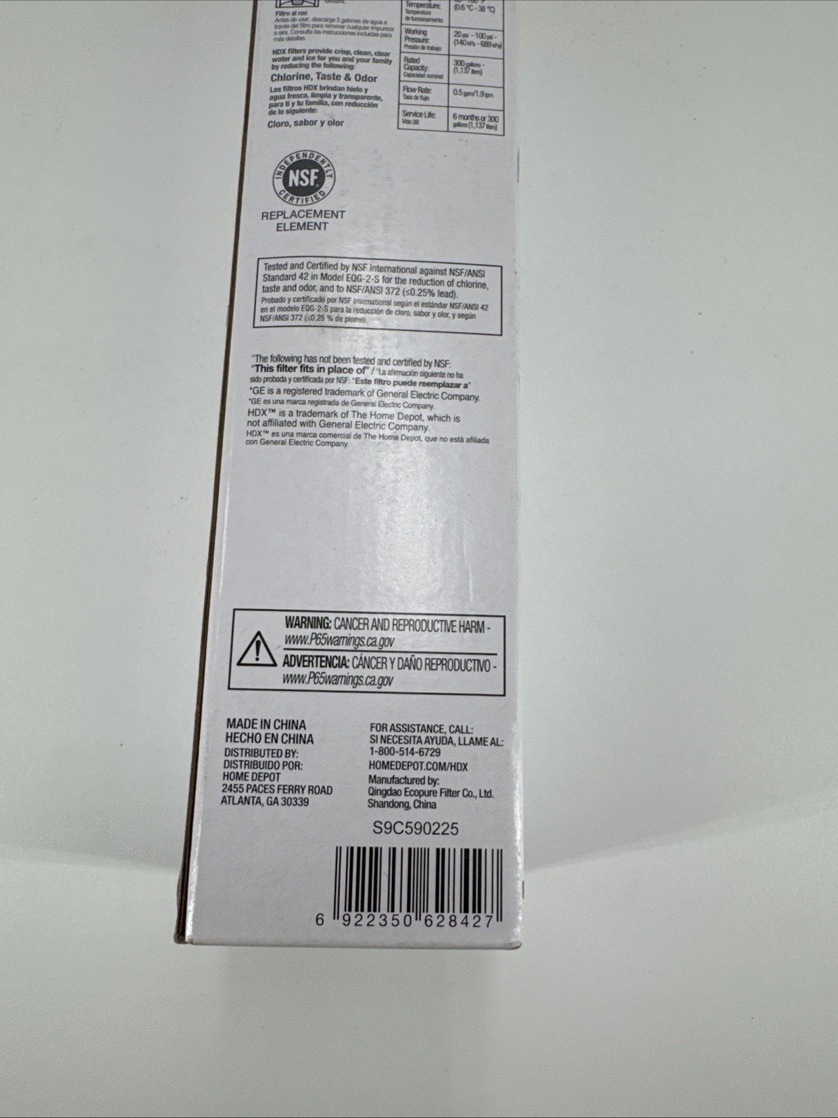 HDX EQG-2-S Refrigerator Water Filter for GE Model RPWFE Fast Shipping.