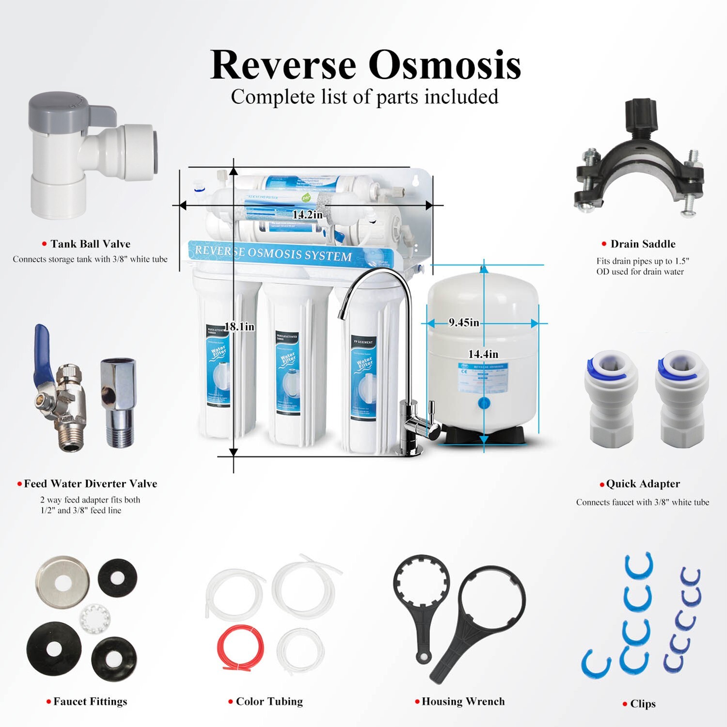 6 Stage Advanced Reverse Osmosis Drinking Water System add Alkaline Filter 75GPD
