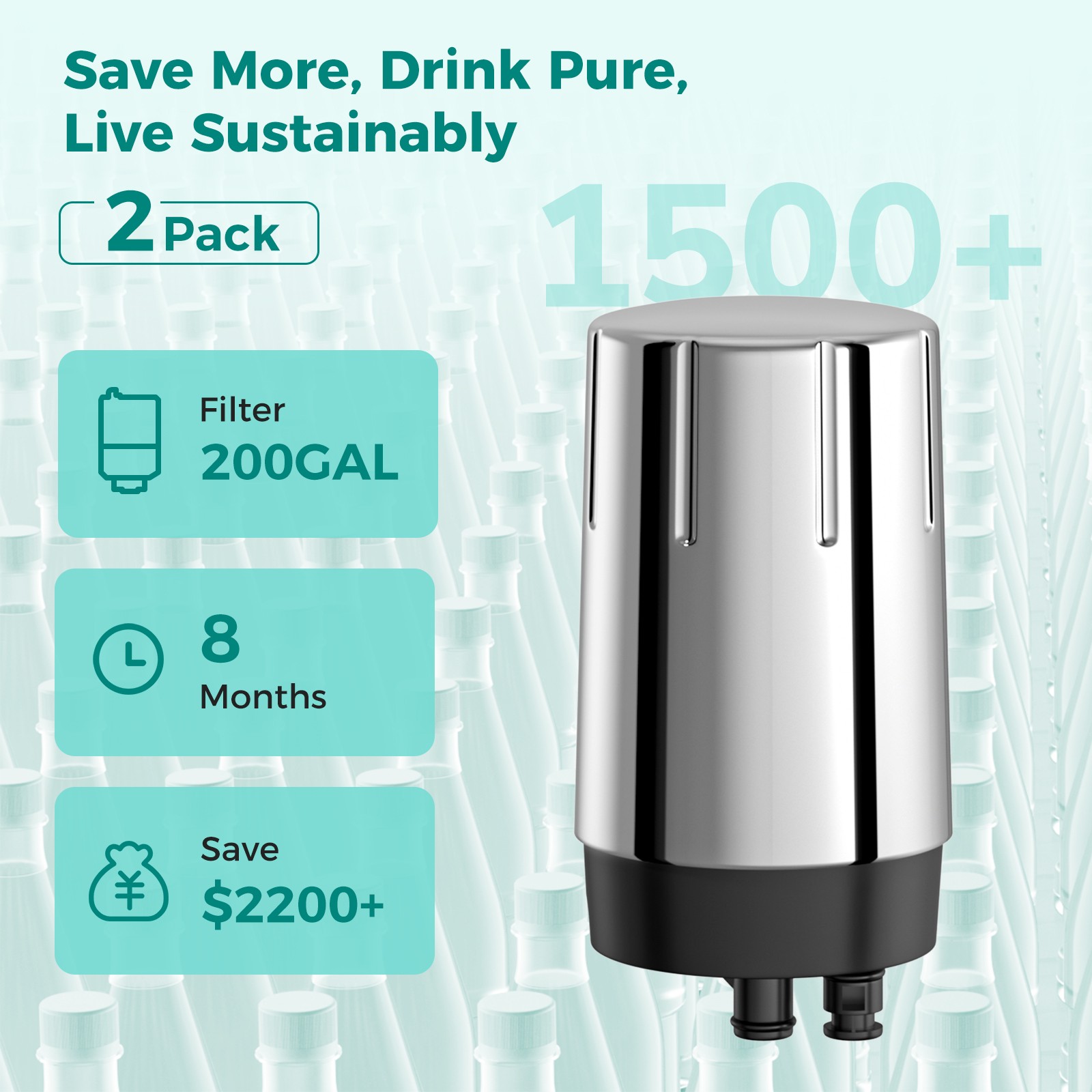 Fil-Fresh 2-PCS FR-200 Faucet Filter Replacement for Brita Tap Water Filtration