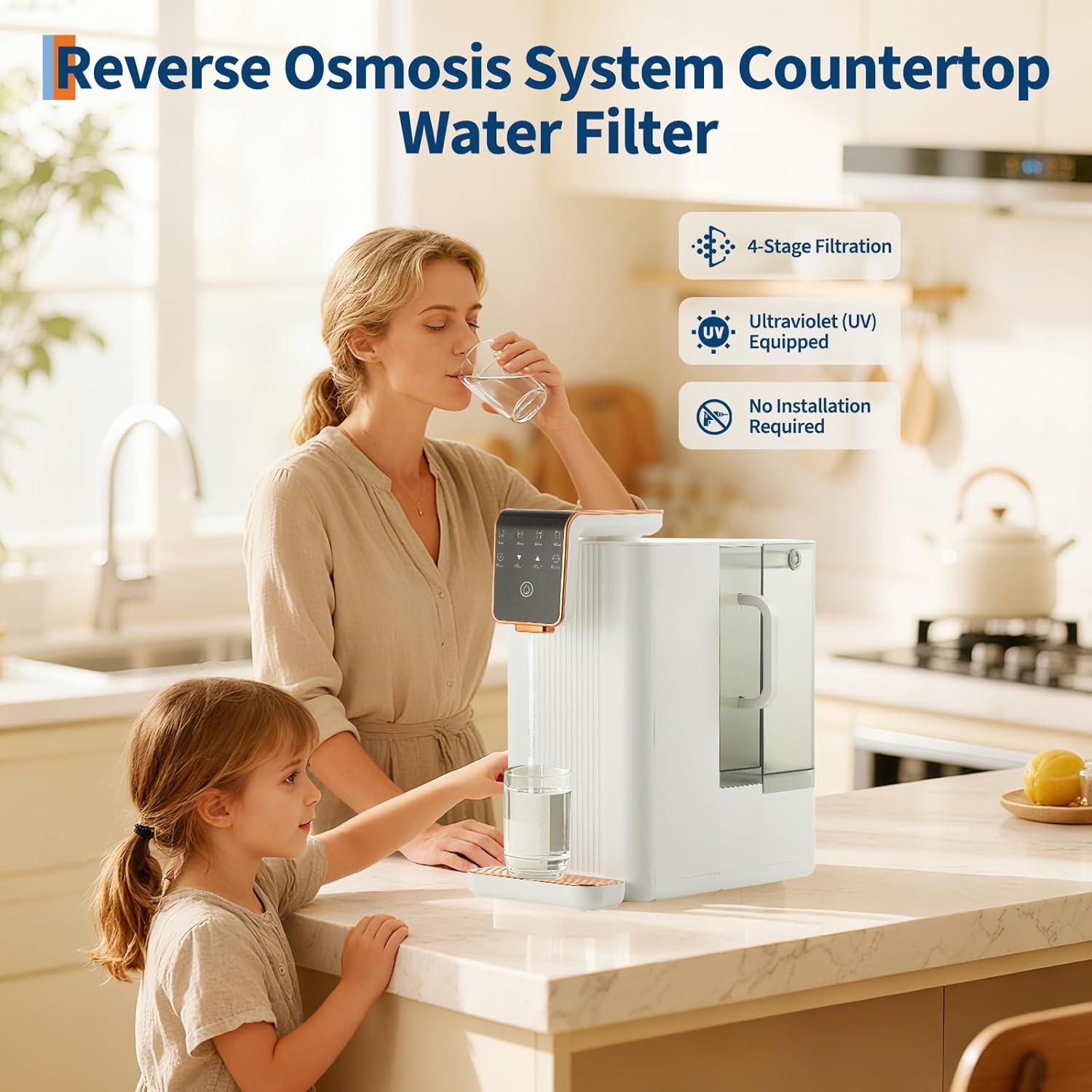 Countertop Reverse Osmosis Water Filter 5-Stage RO System w/ Pitcher TDS Display