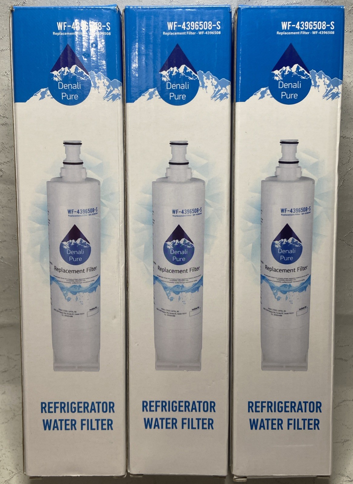 New Lot of 3 Refrigerator Water Filter Denali Pure WF-4396508-S For Whirlpool