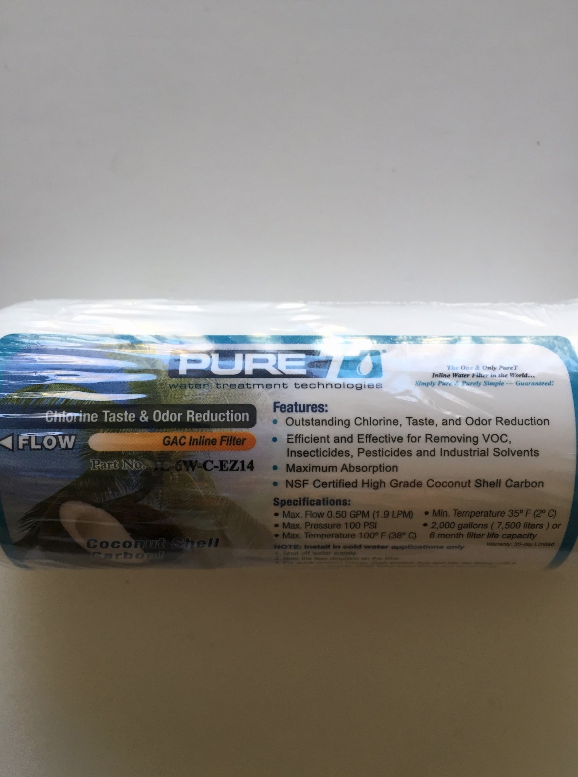 REVERSE OSMOSIS 6 X 2 IN-LINE CARBON FILTER 3/8″ QUICK CONNECT ENDS – 18 Filters