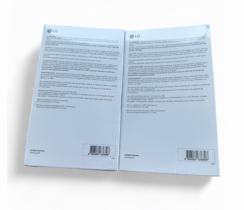2 Pk X2 Genuine LG LT1000P2 6-Month / 200 Gal Refr Replacement Water Filter